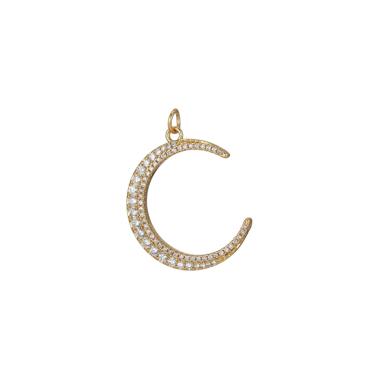 Cubic moon pendant, moon charm, jewelry supplies dainty crescent moon charm for celestial jewelry making, 2253