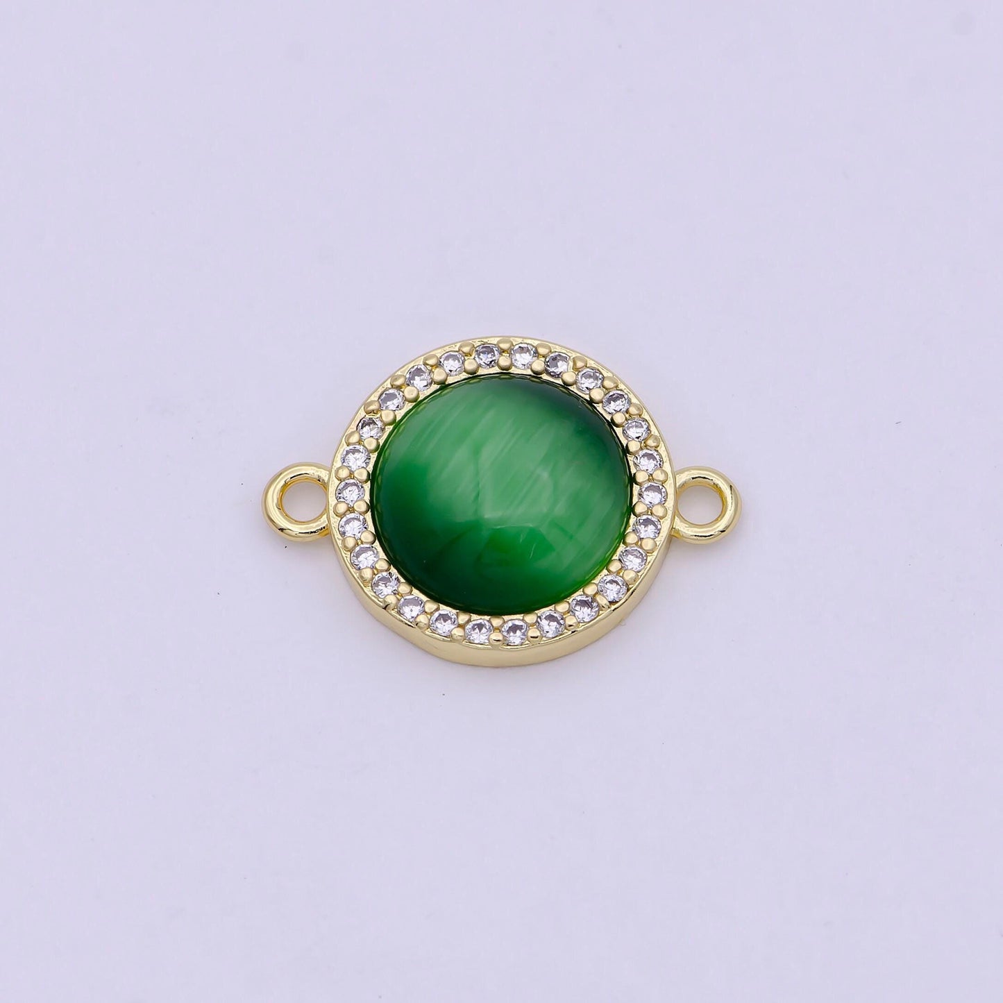 Natural stone round shape connector charms dainty micro pave circle link connector for bracelet necklace supply f697