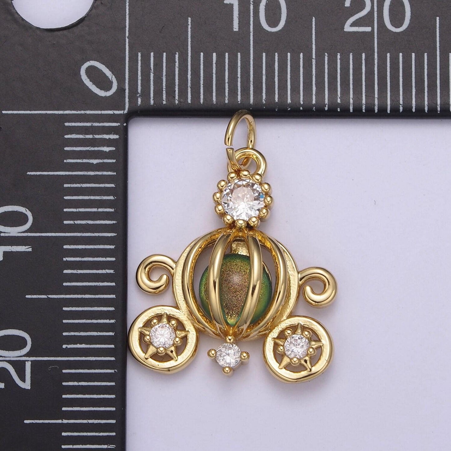 Dainty pumpkin carriage pendant in gold or silver fairytale inspired | diy fashion charm add on necklace bracelet earring | n-871