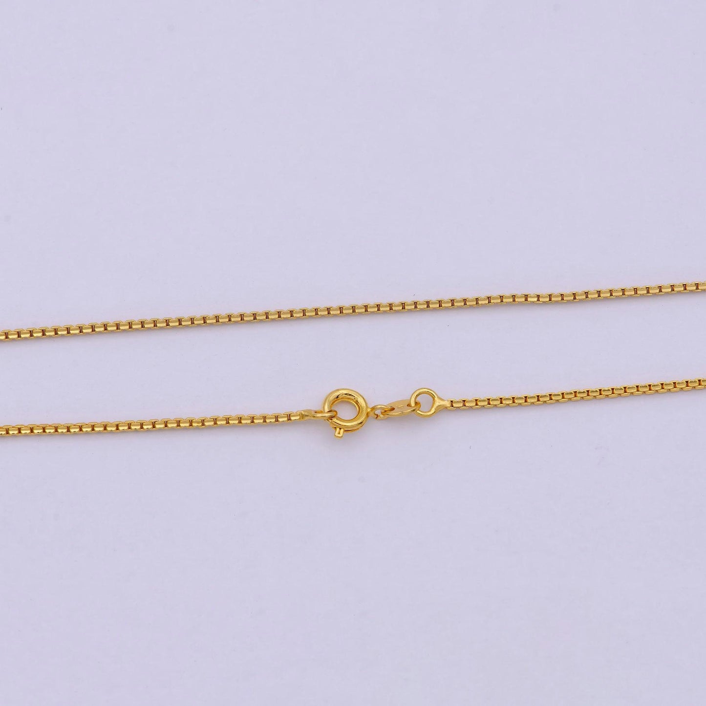 24k gold filled box chain necklace, 18 inch, 1 mm gold chain, box link chain for women men | wa-530