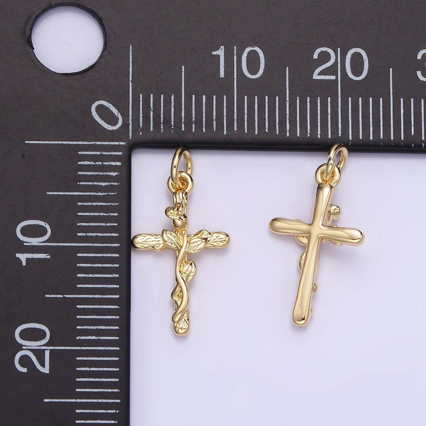 14k gold filled rose flower cross minimalist charm | ag-732