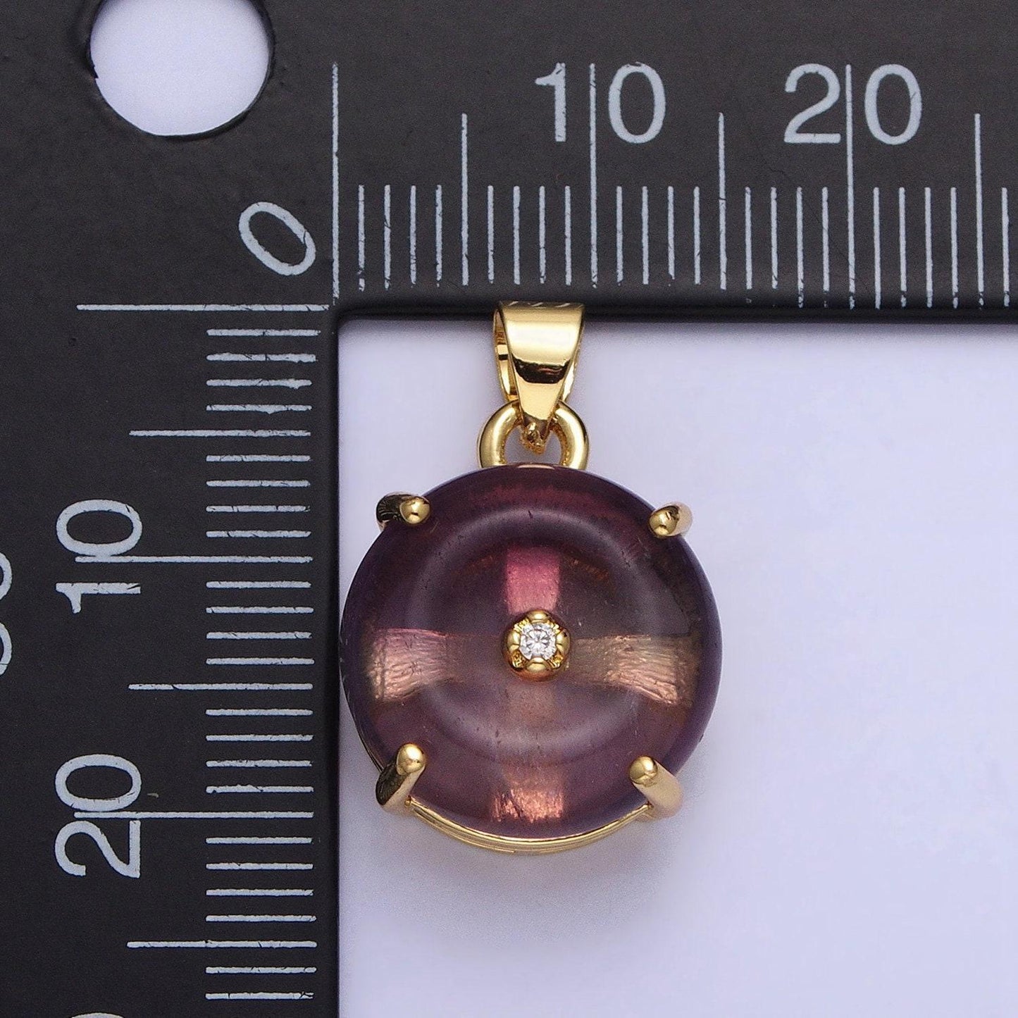 24k gold filled gemstone donut pendant, crystal donut necklace charm amazonite, fluorite natural stone charm aa317