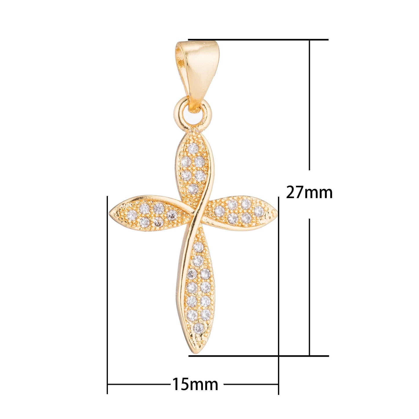 Gold cross, jesus faith swirl love modern simplicity craft cz necklace pendant charm bead bails findings for jewelry making h-361