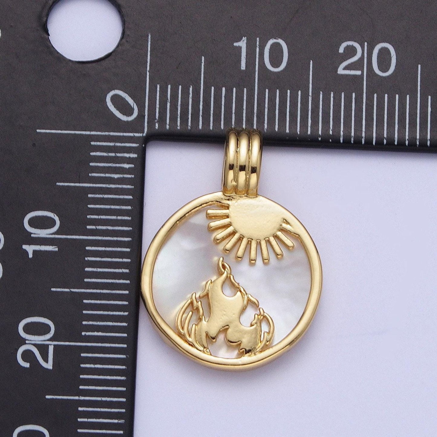 24k gold filled element collection: gold element sun ray pendants, fire wind earth water coin medallion charms | x-402~x-405