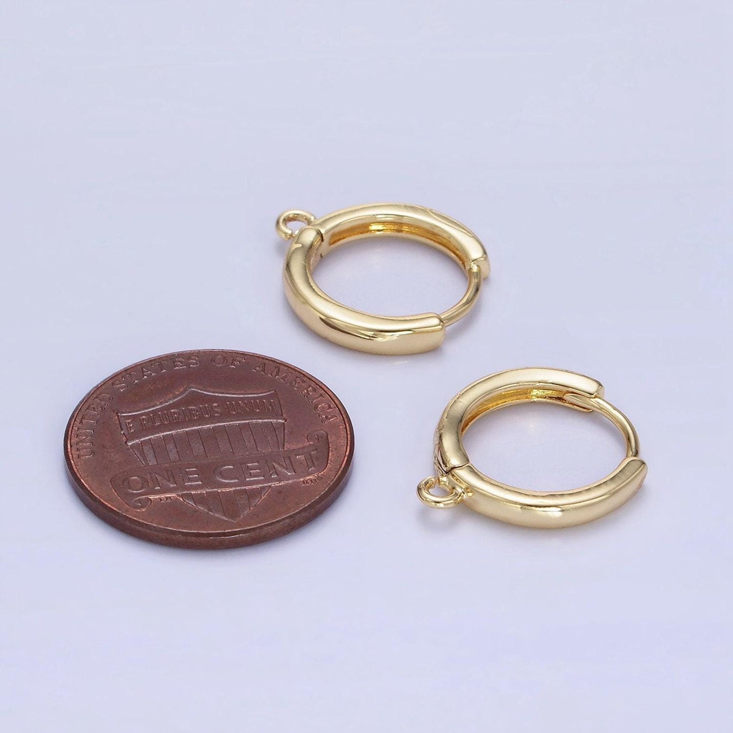 Dainty 14mm gold filled huggie w/ open link lever back hoop earring making nickel & lead free for earring charm making findings z-770