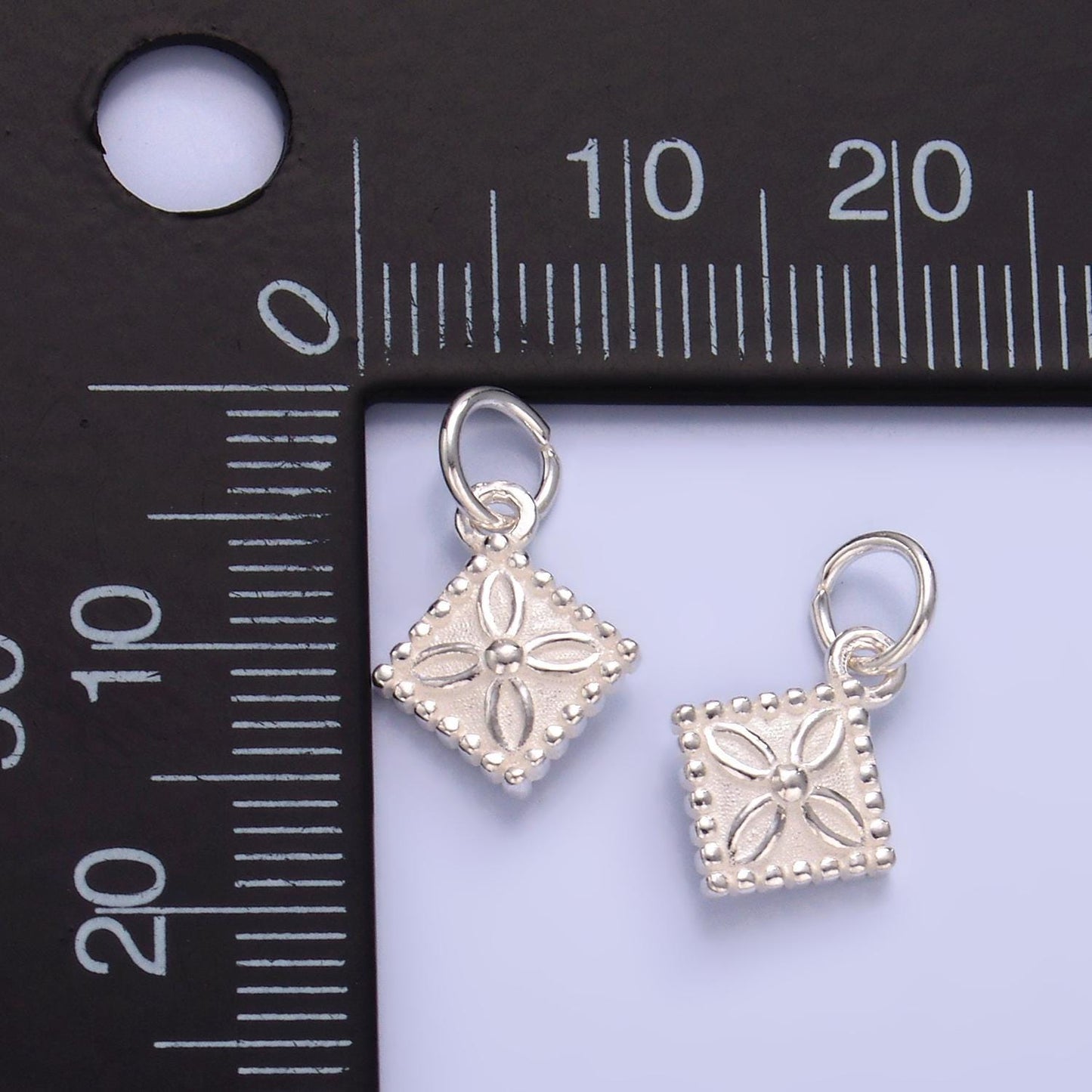 Sterling silver s925 flower rhombus charm monogram jewelry for bracelet necklace earring supply| sl-533