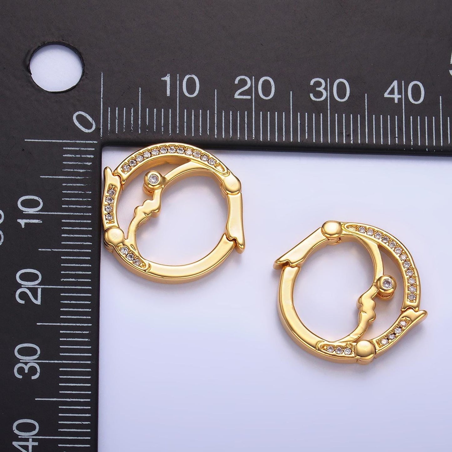 24k gold filled double opening infinity round coin cz enhancer clasps for jewelry making z-1027