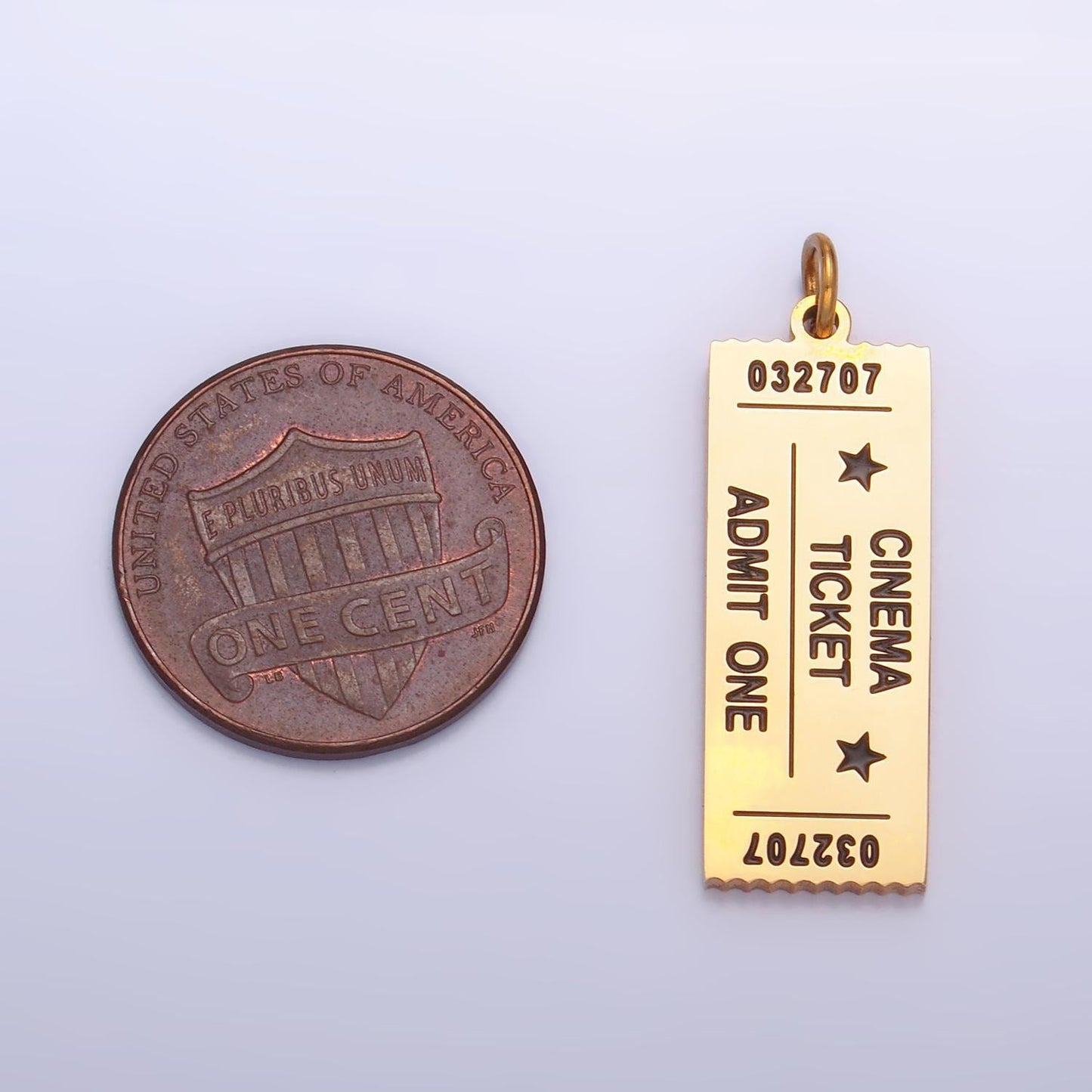 Double sided gold movie tickets charm stainless steel cinema theater show tickets for bracelet necklace charm supply p1264