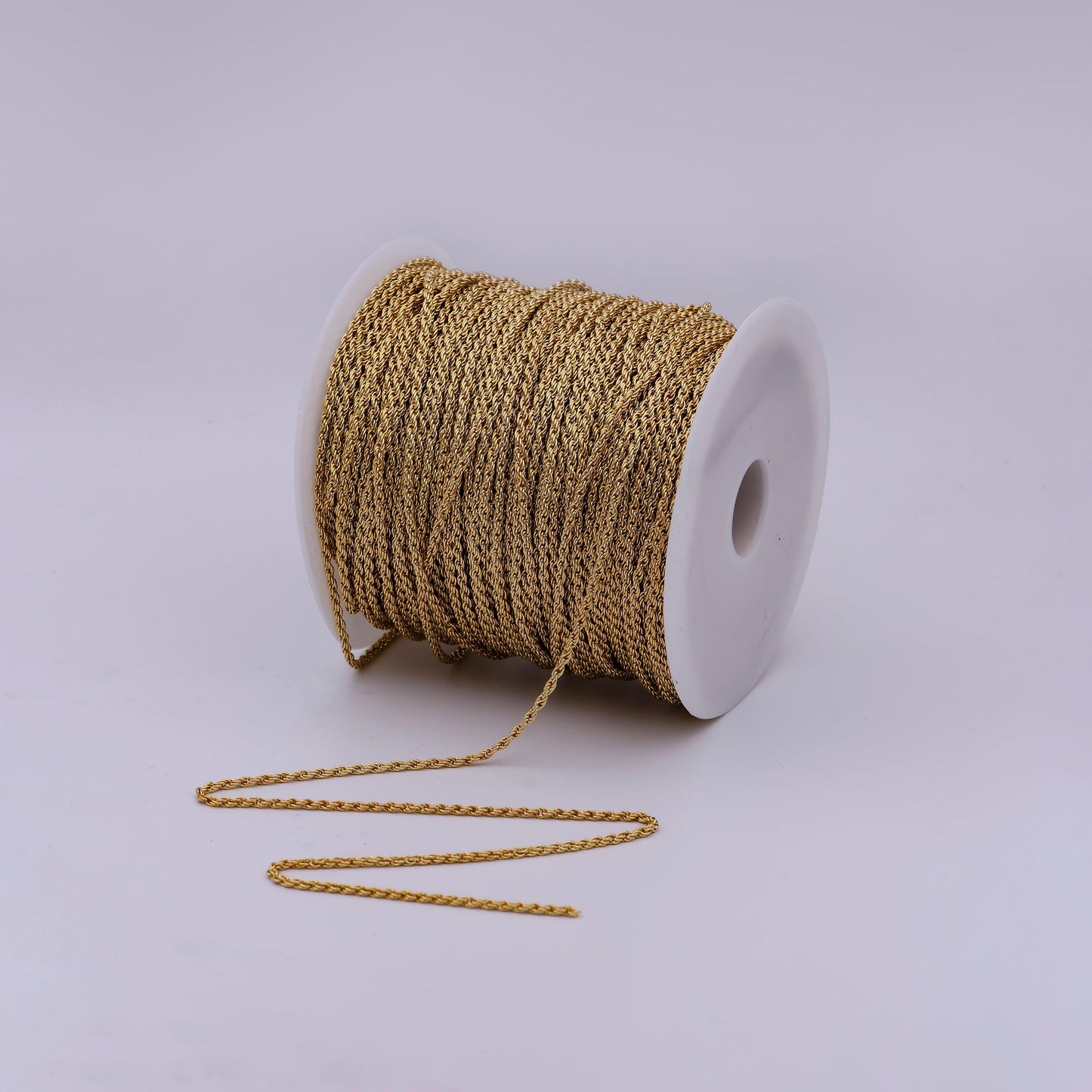 2.2mm dia. rope open link chain gold by yard, double oval link chain, fit well with 0.8 x 4mm jumpring gold rope for diy craft, roll- 566