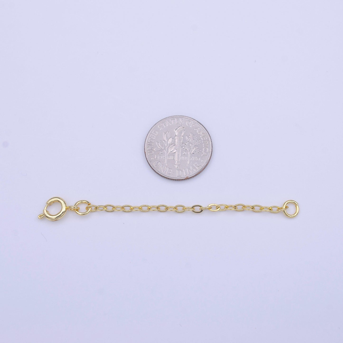 Gold chain extender for necklace bracelet supply component findings extenders with round spring clasps k-329