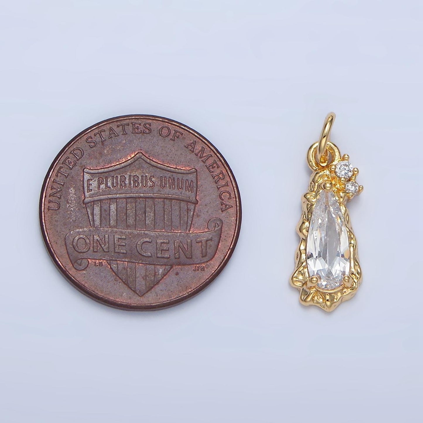 Clear, pink cz 24k gold filled molten teardrop charm | x-931 x-932