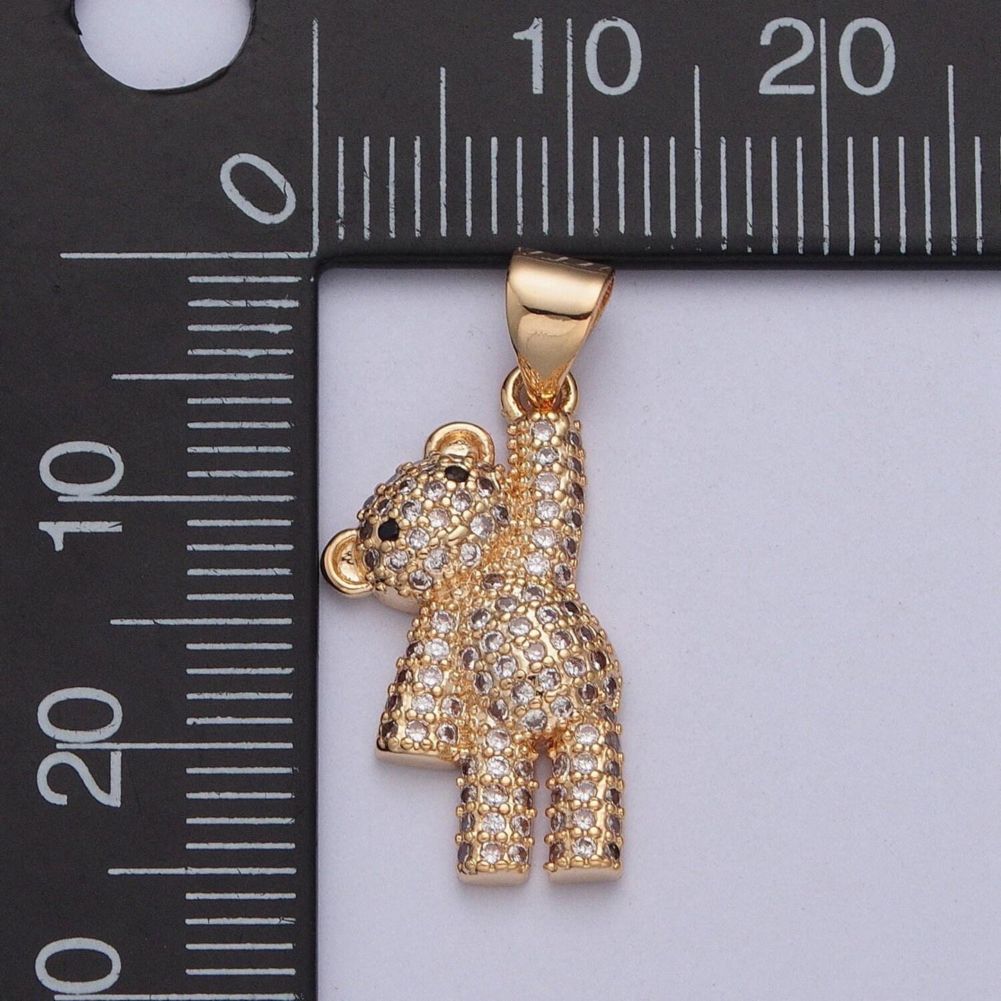 16k gold plated cute teddy bear charm cubic zirconia micro pave cz pendant, dainty jewelry pendants necklace bracelet charm | x-397