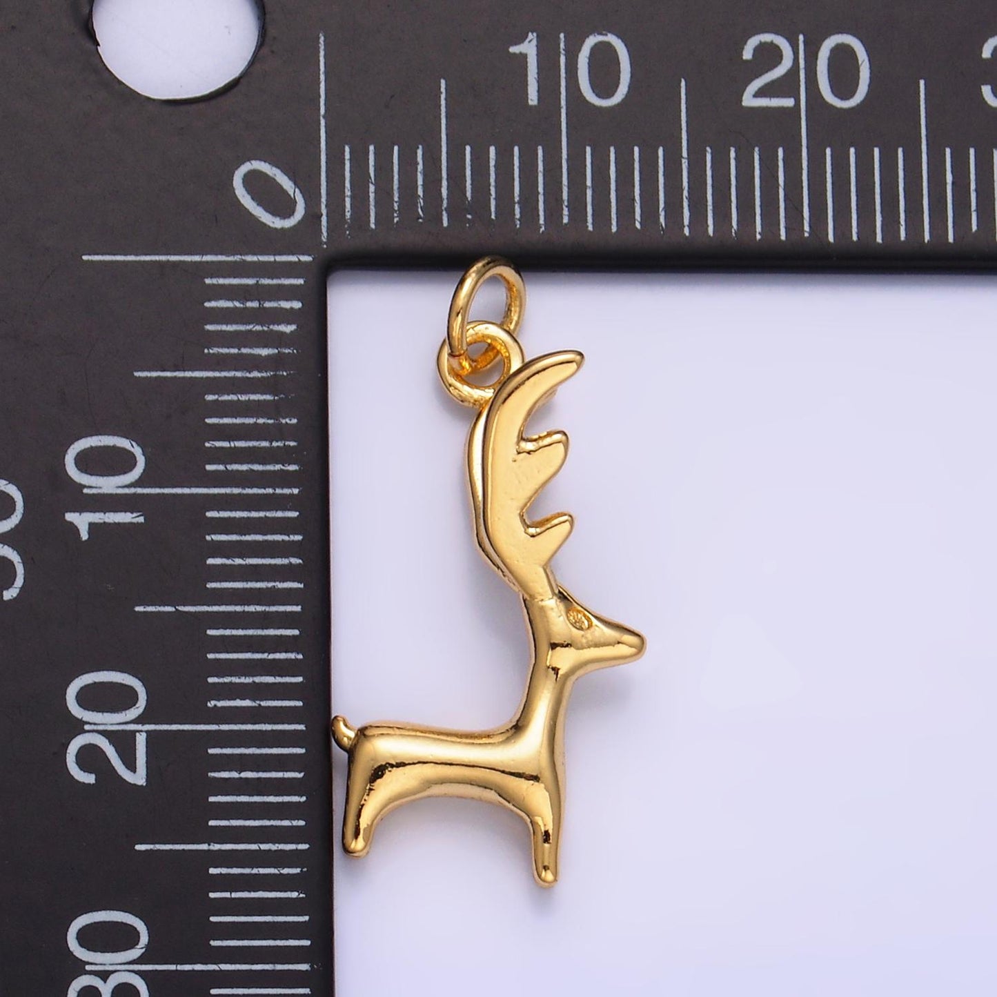 Mini 24K Gold Filled Reindeer Charm Christmas Rudolph Pendant Animal 3D Charm | W270
