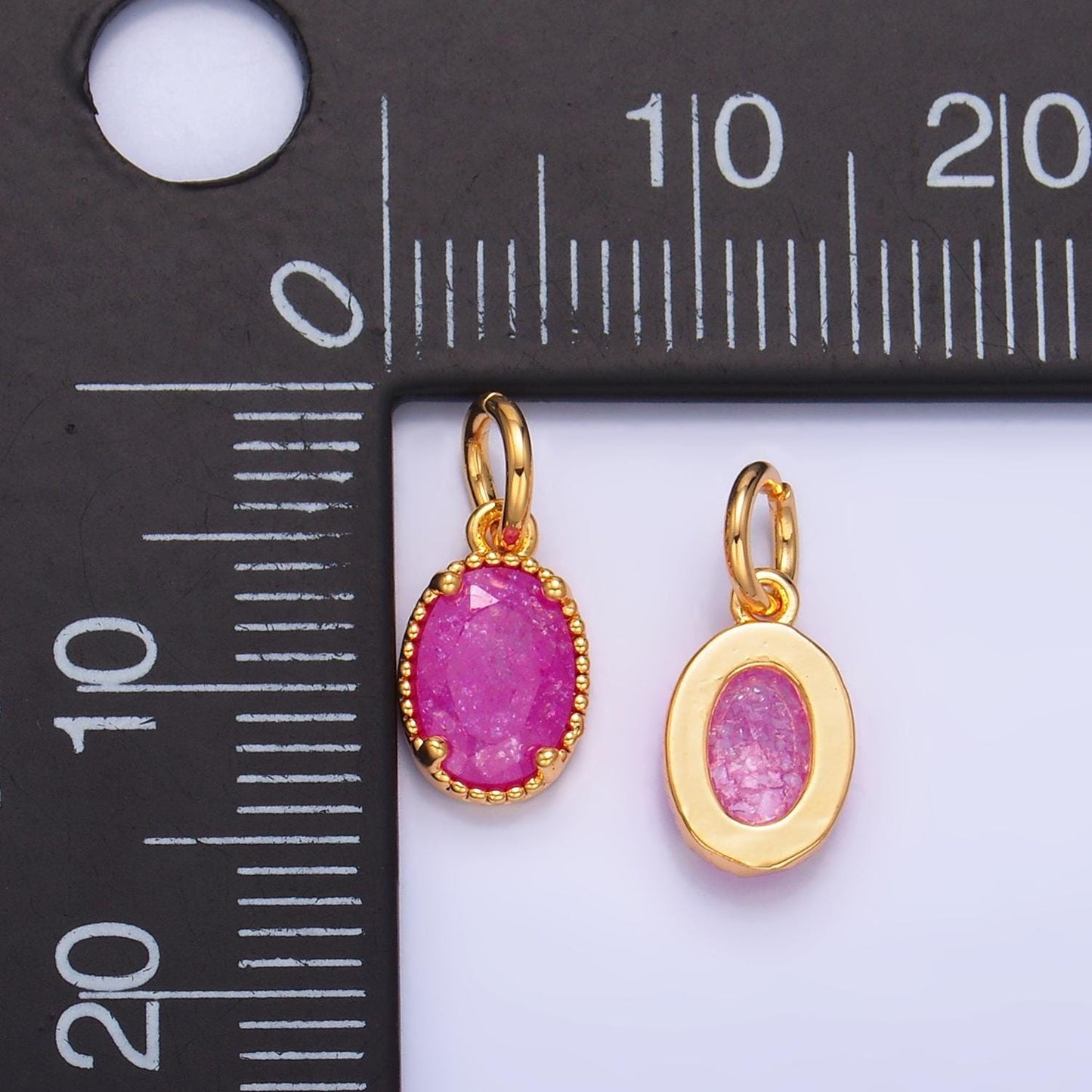 Mini Oval Charm with Colorful CZ Oval Stone for Necklace Pendant Jewelry Making Supply W280