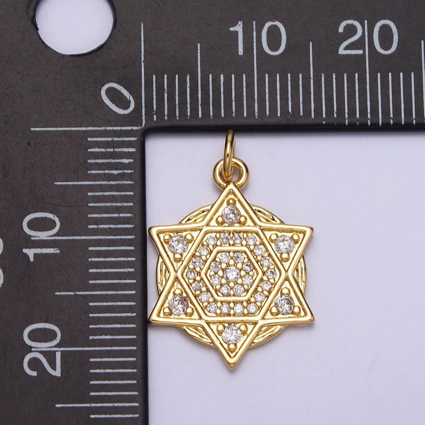 Dainty gold cubic star of david pendant jewish charm for bracelet necklace component ac-204