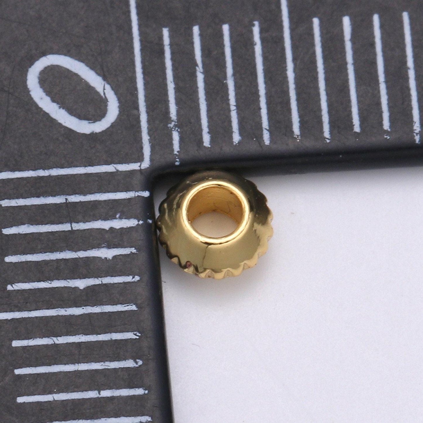 1x gold 4mm rondelle 2mm hole spacer beads, large hole spacer beads, sliding beads for charm necklace bracelet supply making