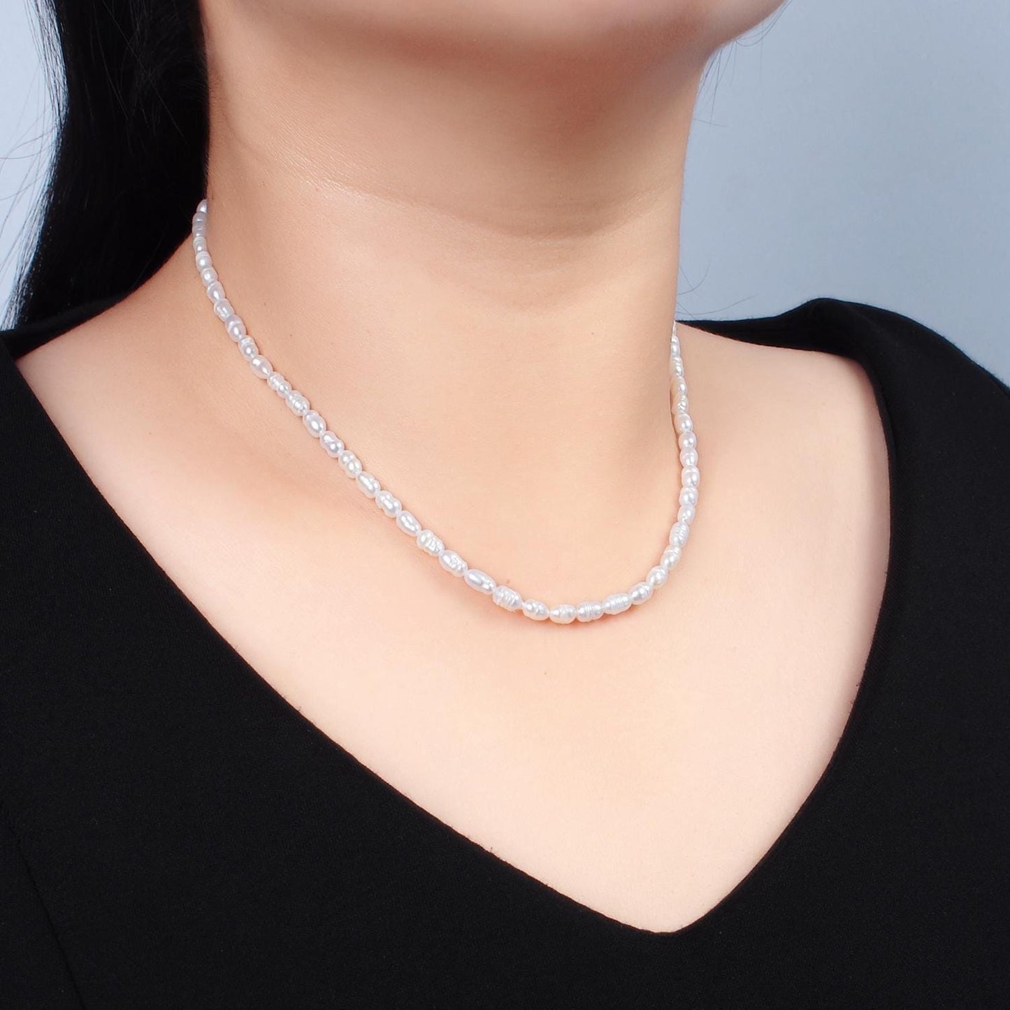 Dainty freshwater seed necklace, layering necklace, pearl necklace, beaded necklace, dainty necklace wedding jewelry christmas gift, wa2628