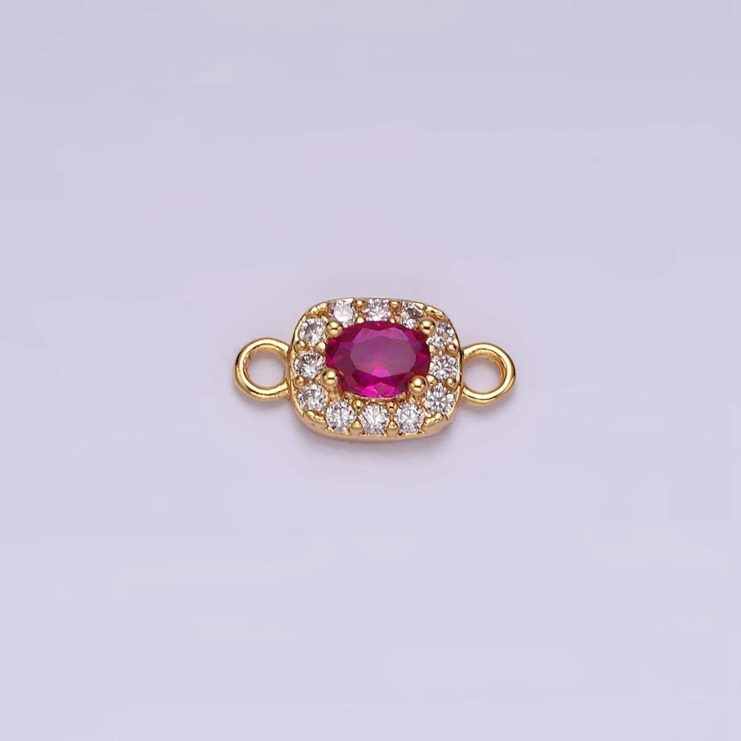 14k gold filled clear, black, blue, pink, green, fuchsia cz 5mm mini rectangle connector | g107 - g112