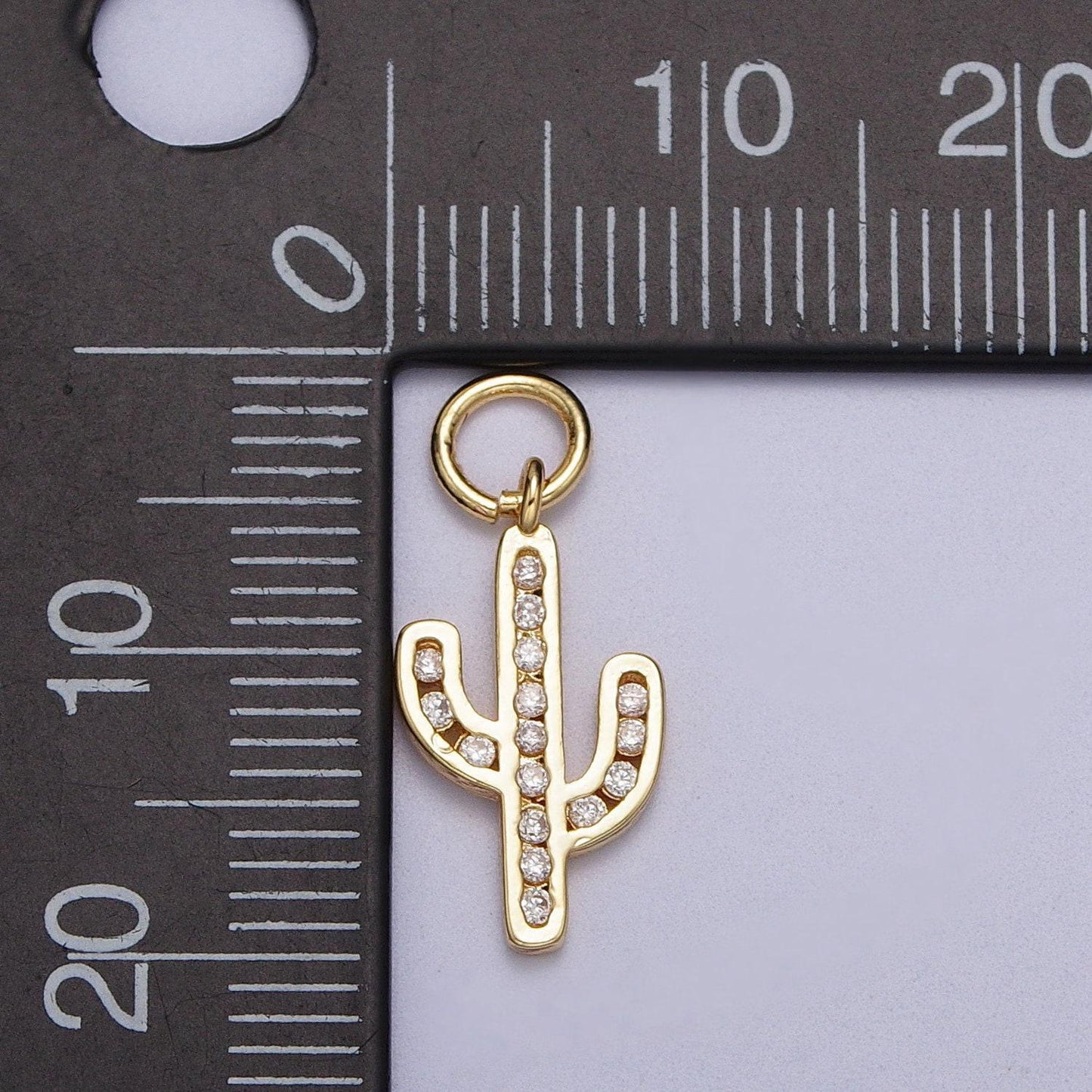 Dainty gold cactus pendant | gold cactus charm | gold cactus necklace bracelet earring charm for diy jewelry supply wholesale jewelry ac014