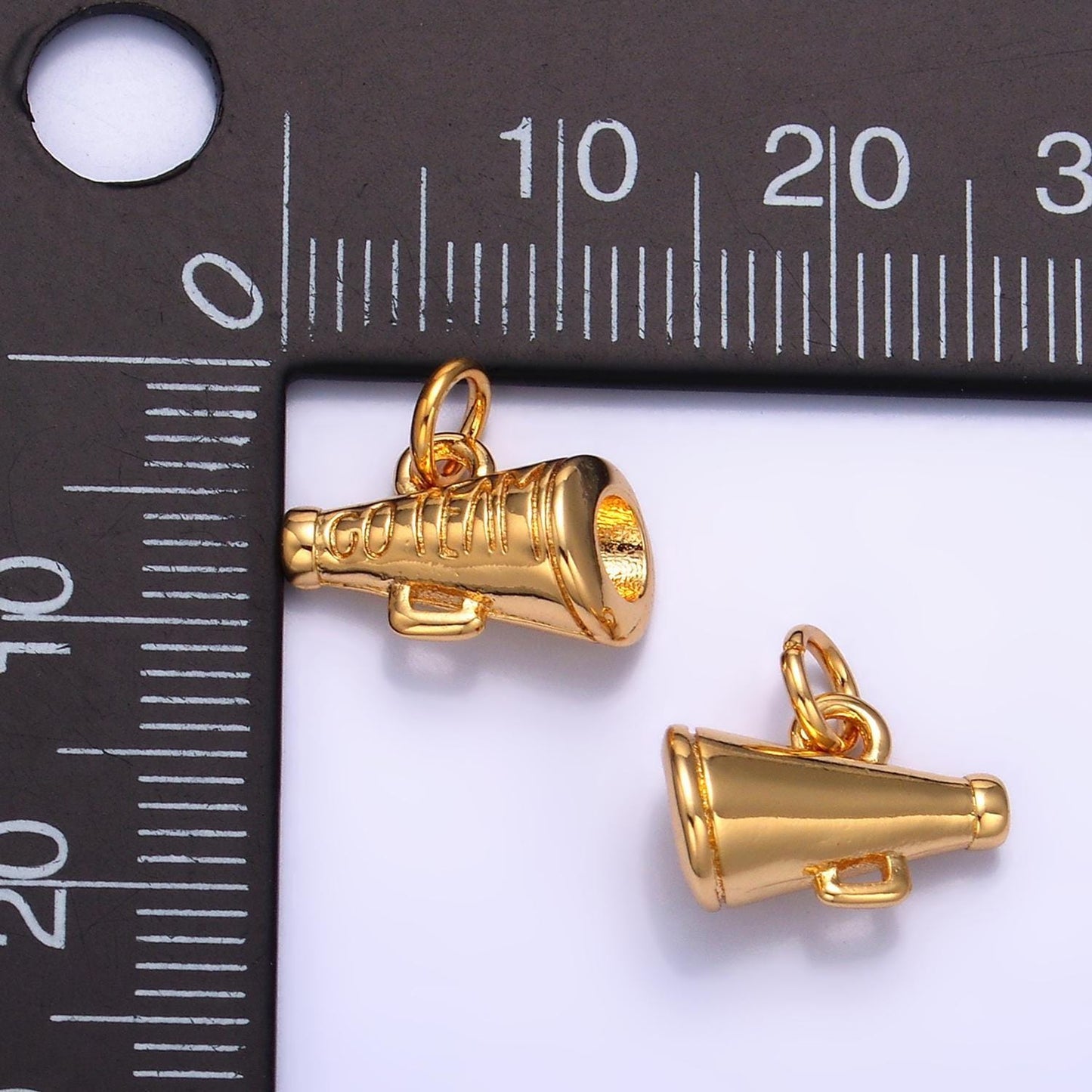 Mini megaphone charm 24k gold filled cheerleader charm inspired sport cheer cheerleading dance charms sports varsity bracelet necklace w232