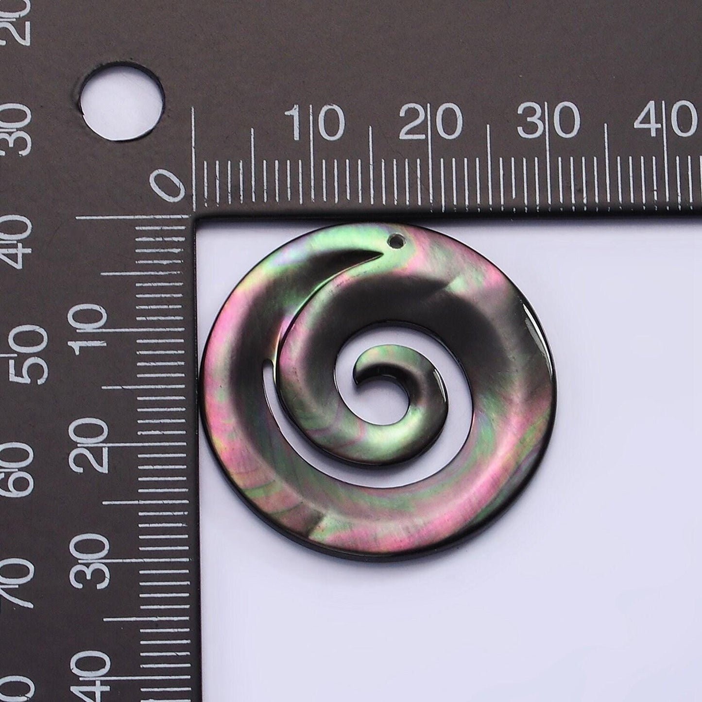 1x abalone shell round swirl pendants, green hue abalone coin charm spiral wave beach inspired for necklace earring supply 30mm size