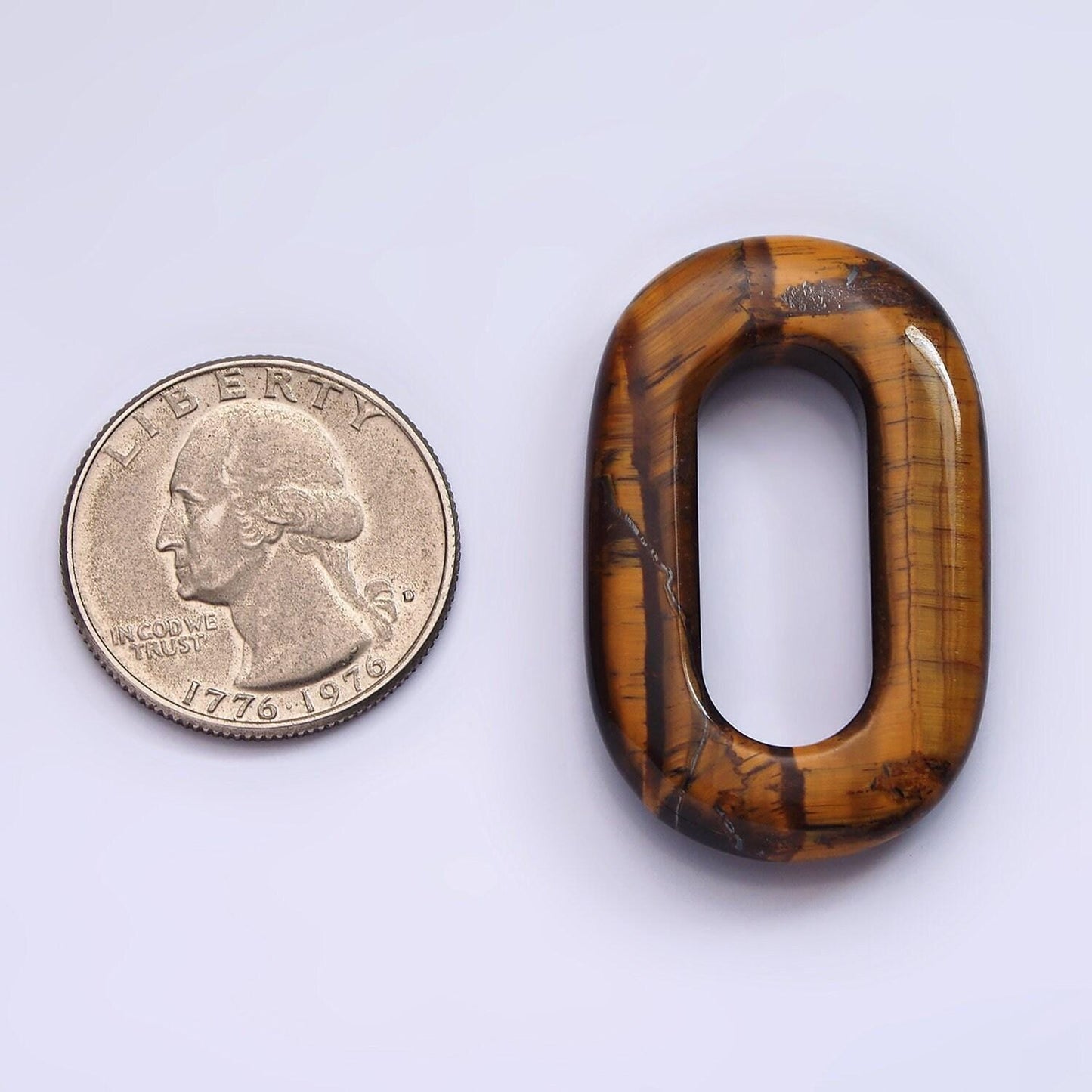 Tiger eye natural oval open stone beads brown gemstone oblong oval findings 40mm x 25mm jewelry supply z548
