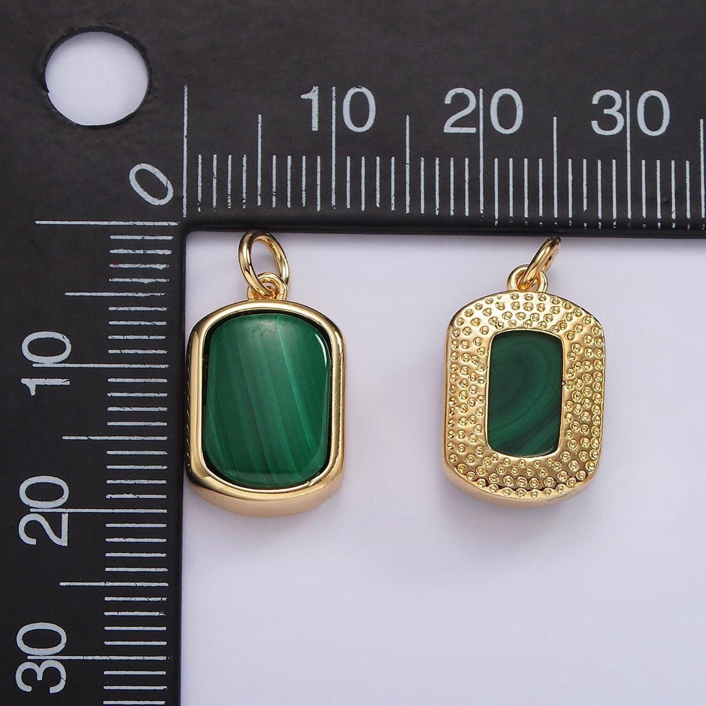 14k gold filled green malachite charm gold bezel tag small charm for bracelet necklace earring supply | ag-530
