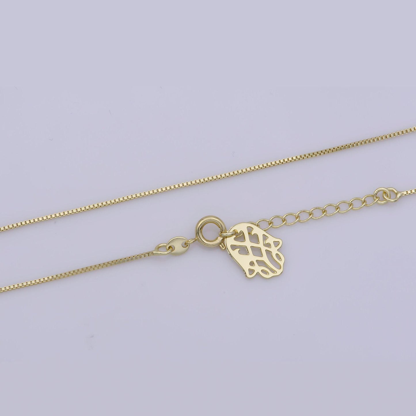 1pc 16.7'' +1" extender ready to wear gold square box chain necklace, layering dainty box chain for jewelry making with pendant charm,wa-281