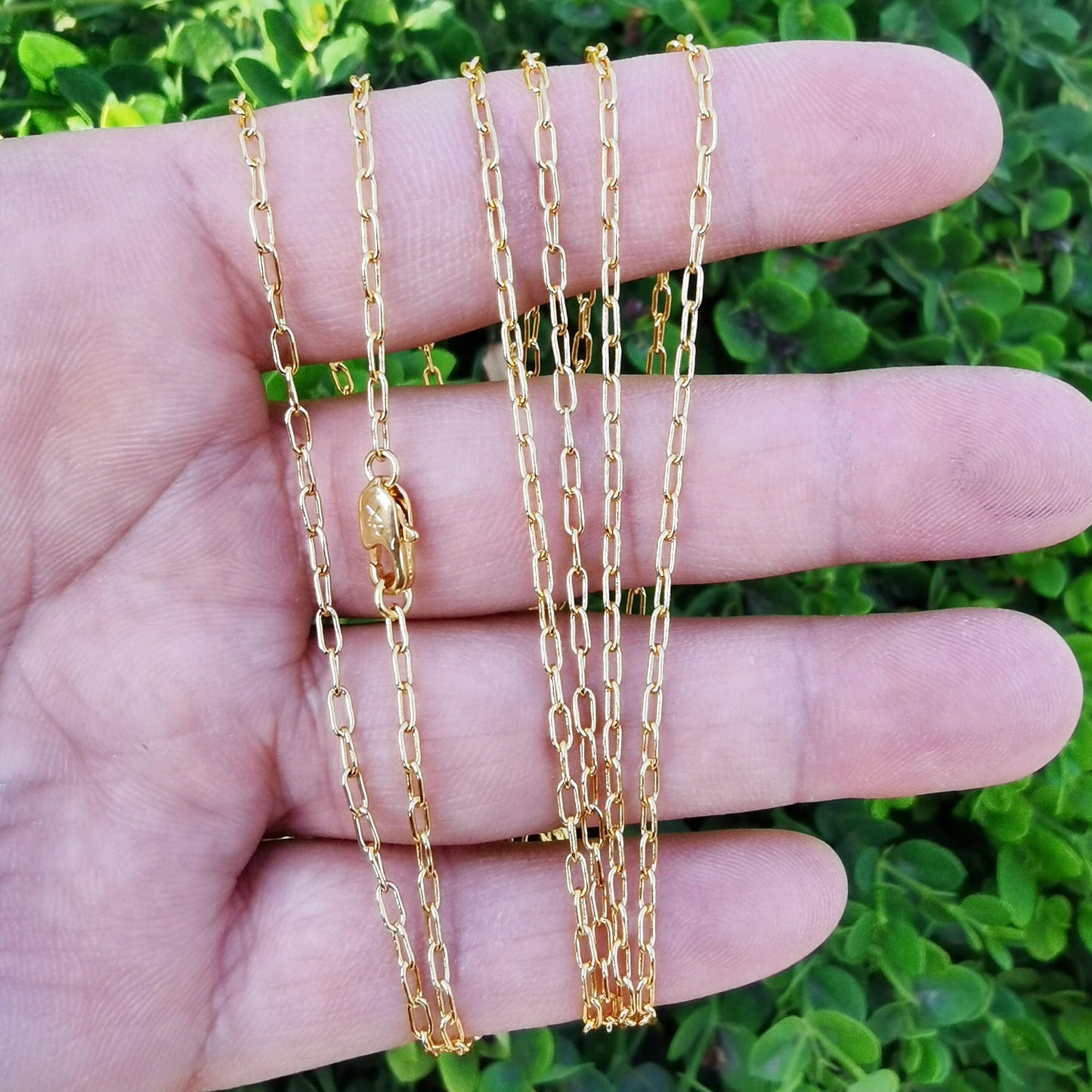 1pc 18'' ready to use 24k gold thin rolo necklace chain, layering rolo stadium chain dainty necklace, for pendant charm necklace, 845