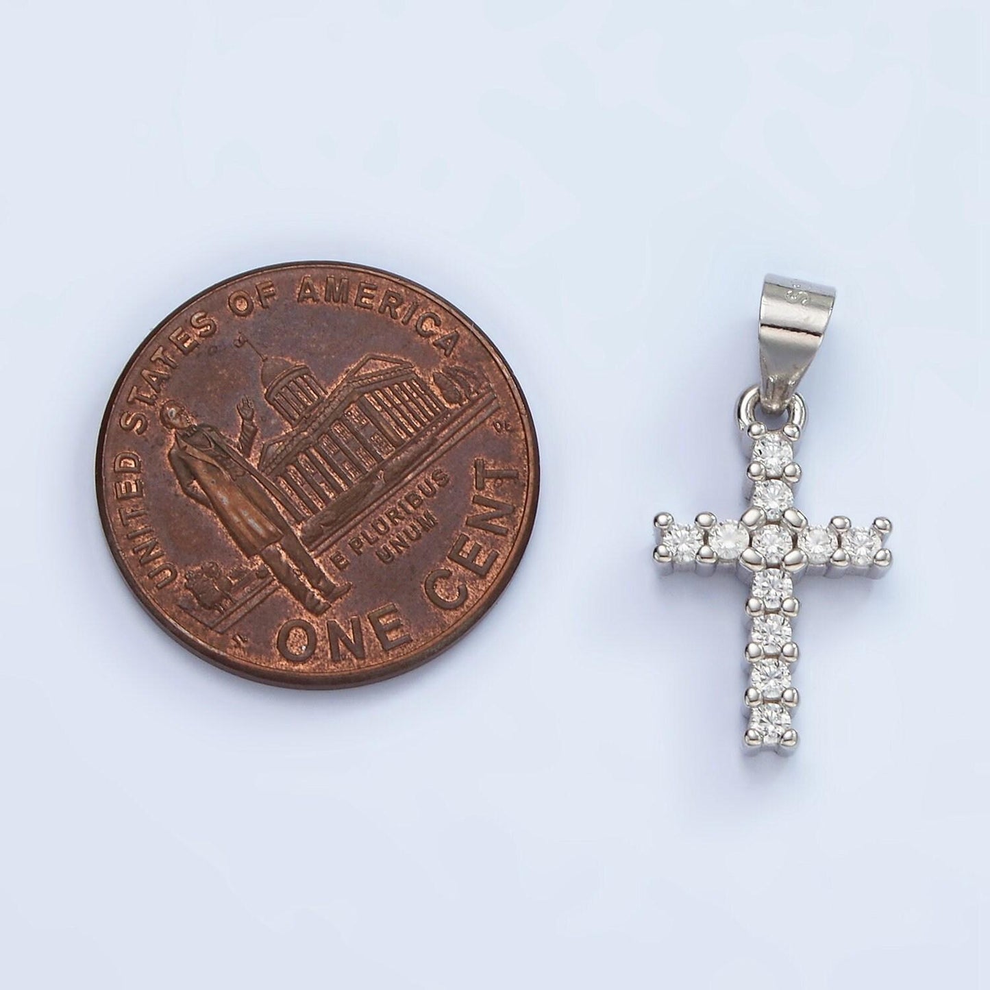 S925 sterling silver 20mm micro paved cz lined religious latin cross pendant | sl-451