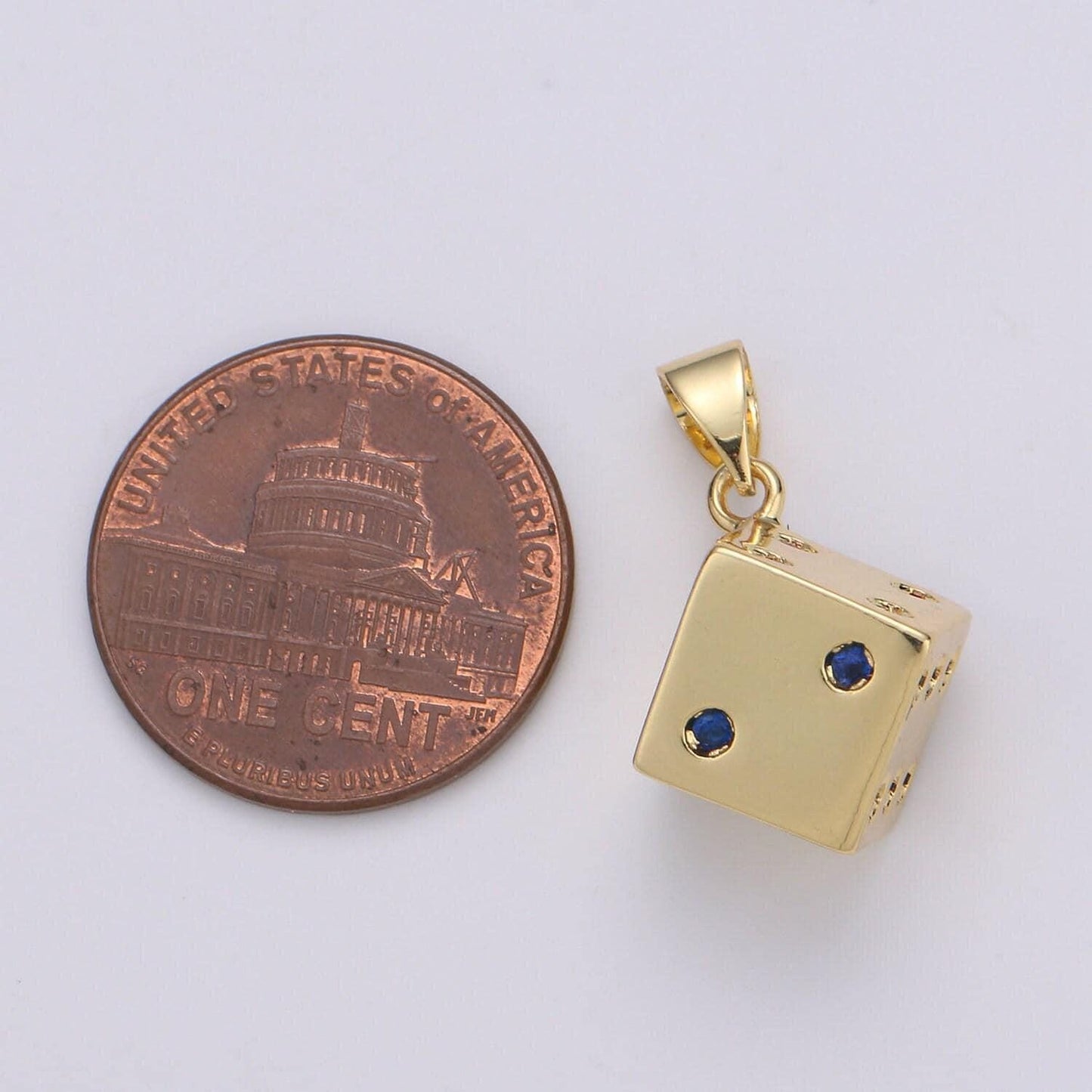 1pc dice gold filled cz charm, red & blue zirconia pendant charm, charm, dice games for diy jewelry gold color | j-249