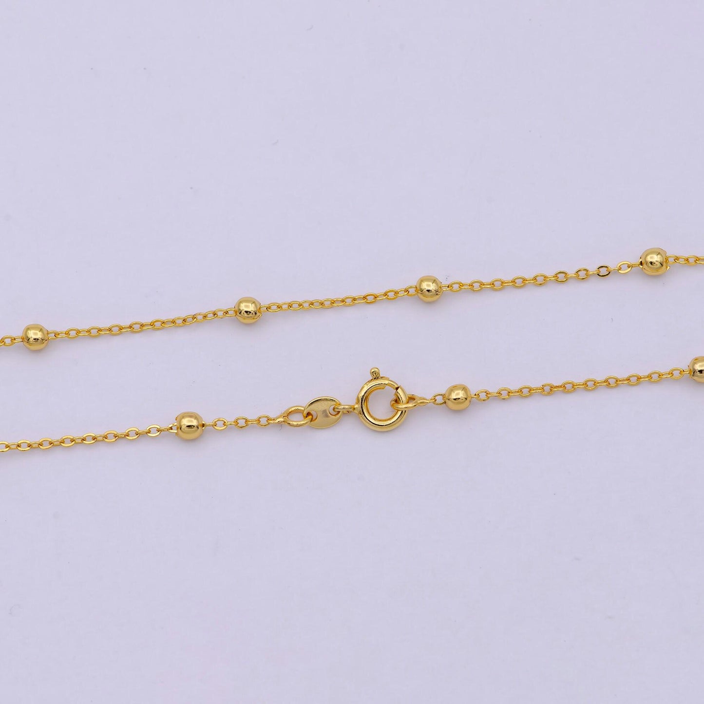 24k gold filled satellite chain dainty gold ball chain 18 / 24 inches ready to wear necklace w/ spring ring clasps | wa-527