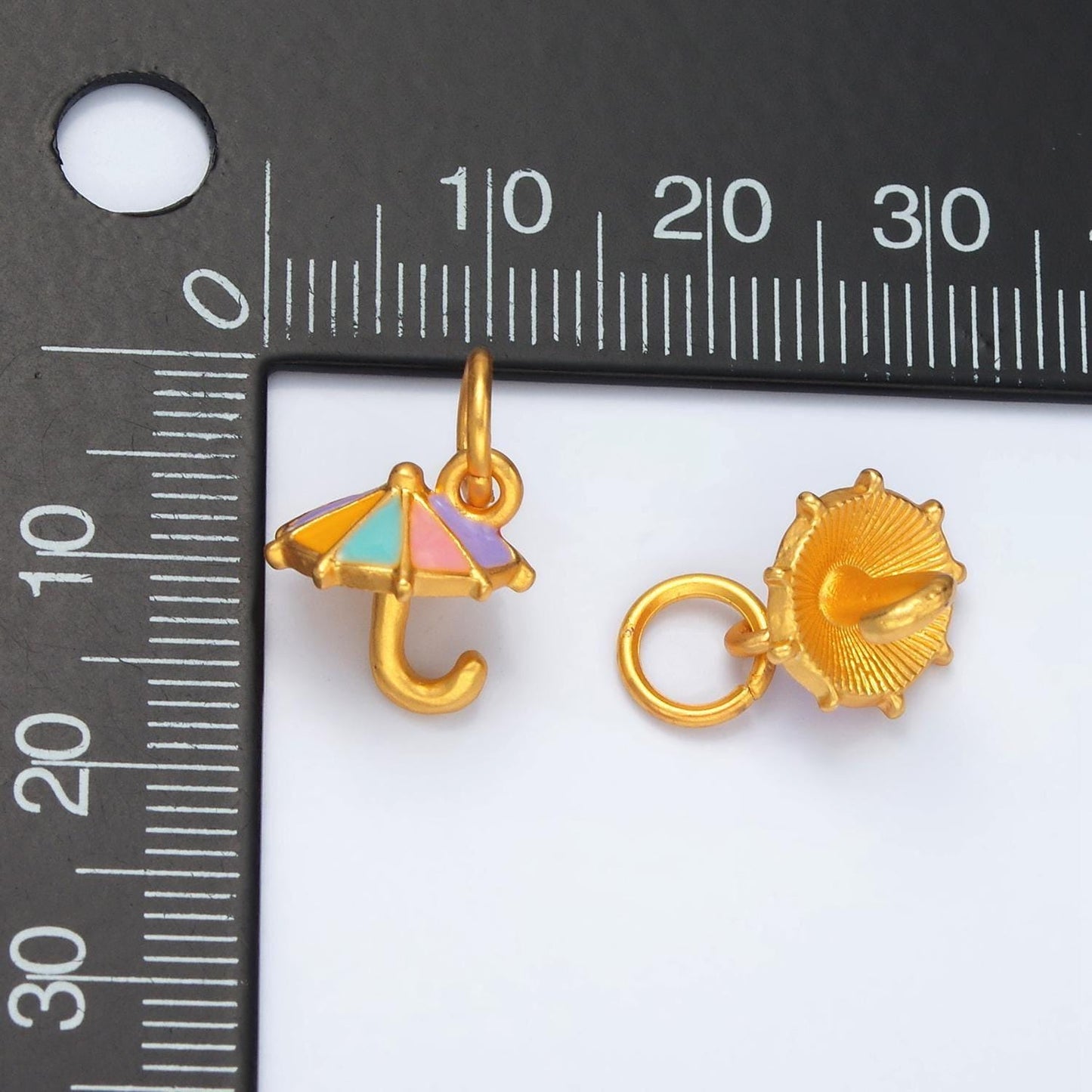 24k gold filled mini children's enamel open umbrella charm | m-143