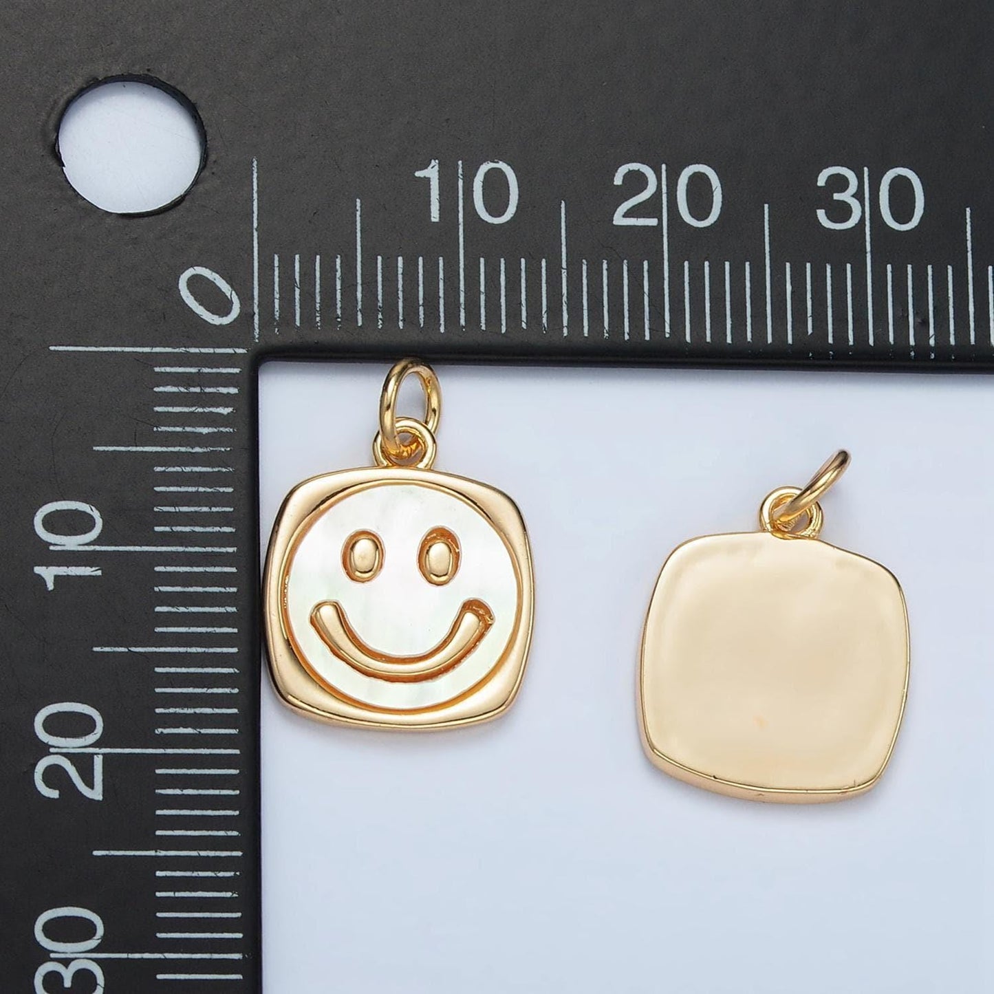24k gold filled 13mm shell pearl happy smile charm dont worry be happy inspired charm | m-566