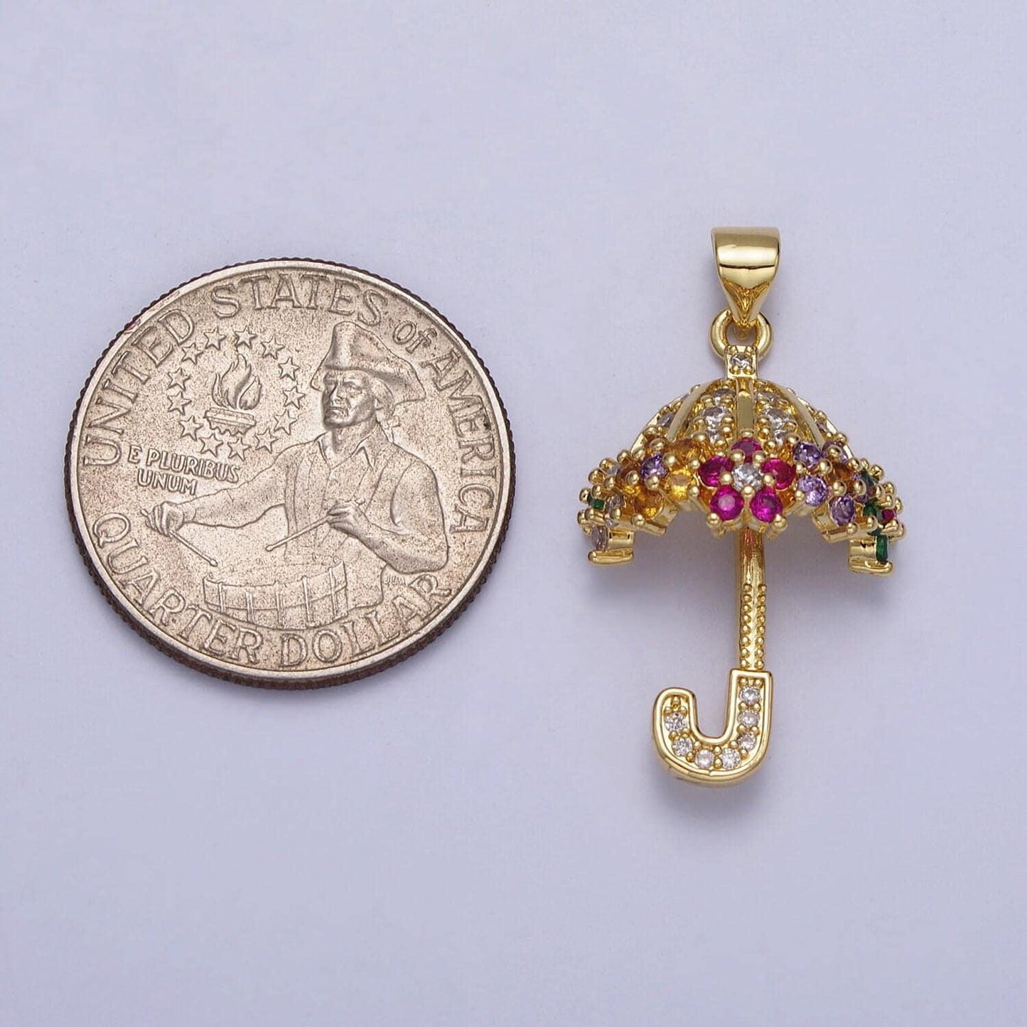 Dainty gold cubic umbrella charm micro pave umbrella pendant for necklace jewelry craft supplies aa-019