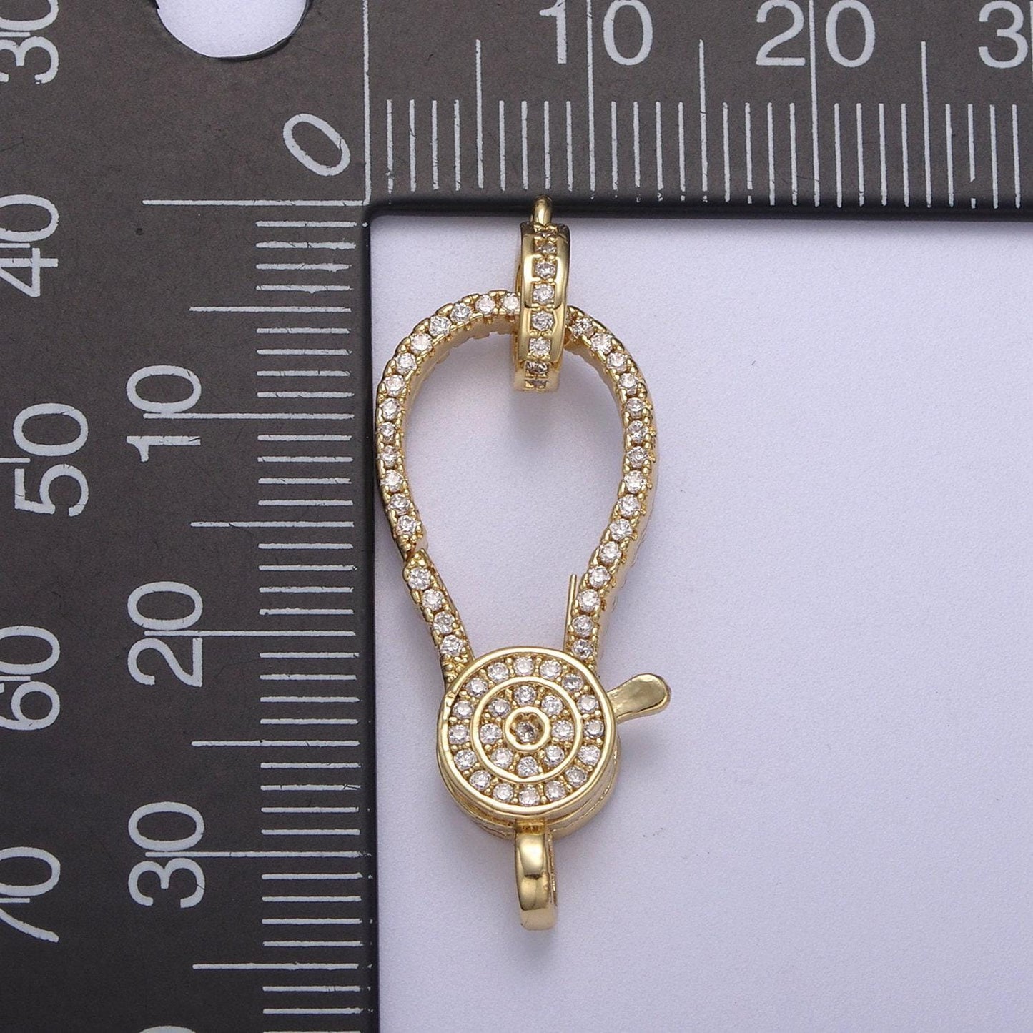 Cubic zirconia clasp, gold filled clasp enhancer, pave cz lobster clasp 35.3x12.6mm l-606