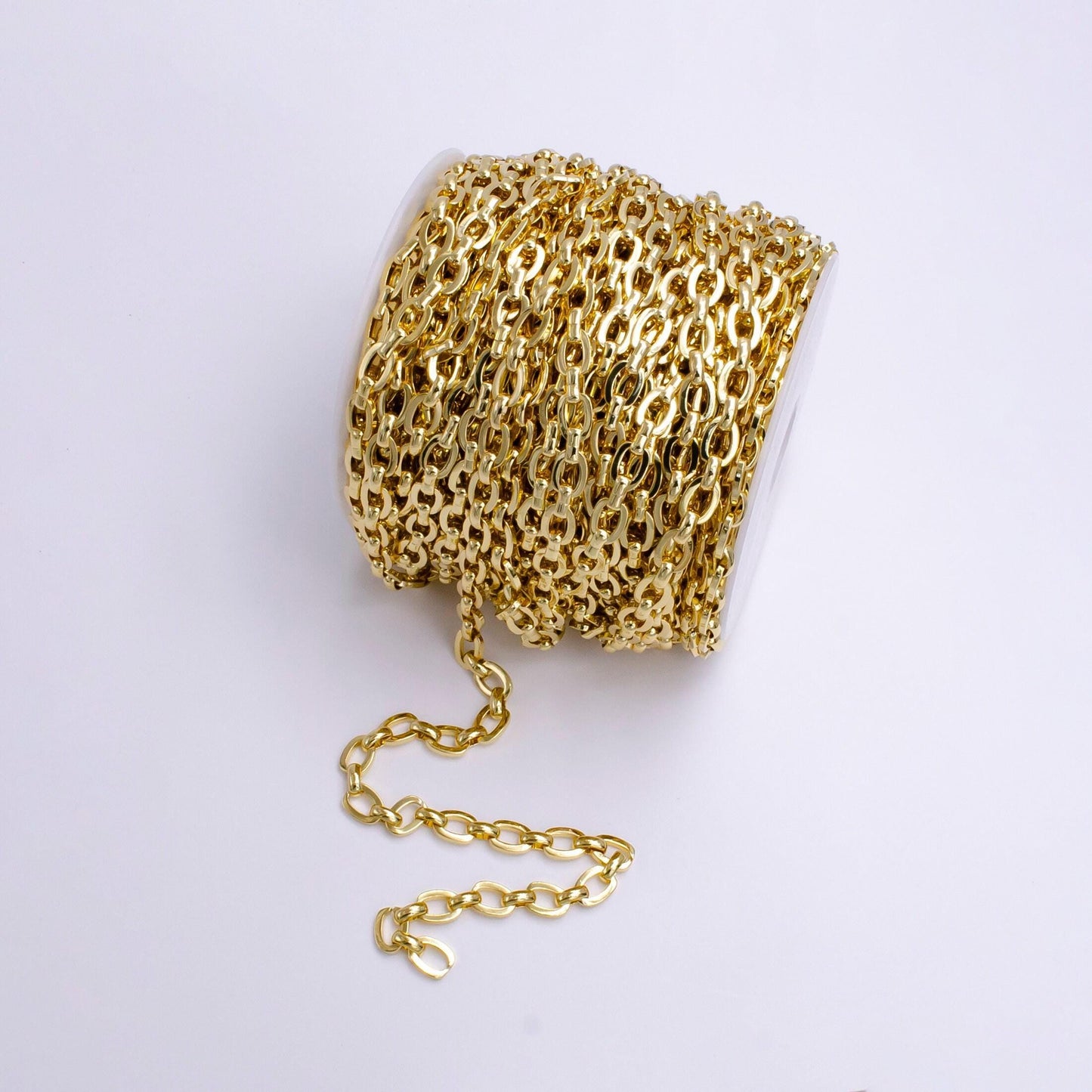 24k gold filled bold chain 7mm cable boxy link chunky statement unfinished chain for jewelry making | roll-1376
