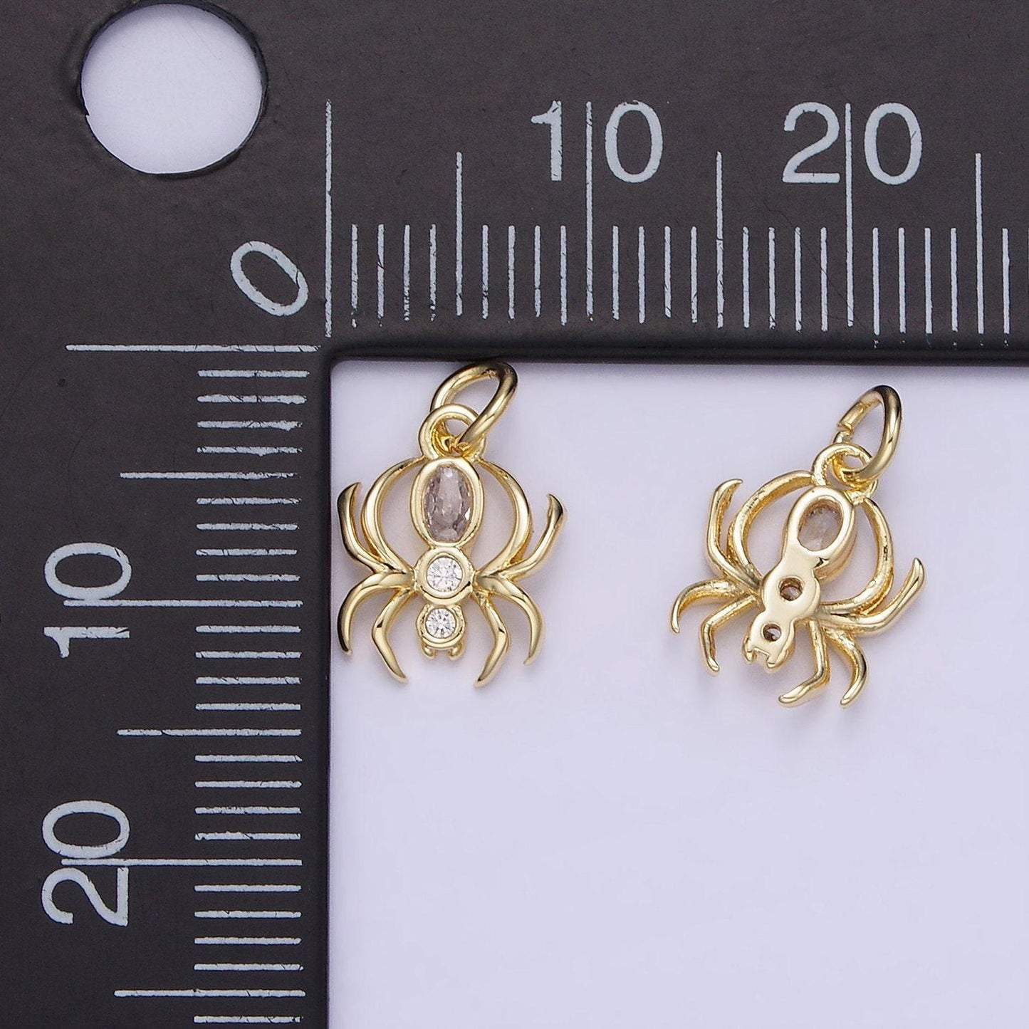 14k gold filled cz black widow spider insect animal charm | ag-746