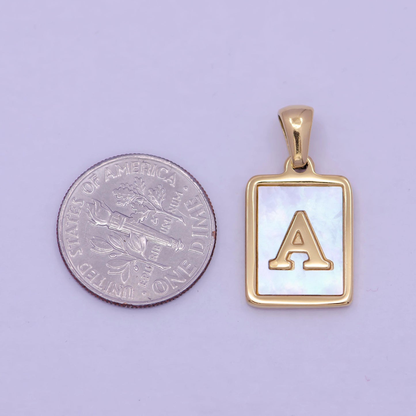 Mother of pearl letter charm gold tag alphabet charm, shell letter pendant personalized letters initial charm stainless steel tarnish free