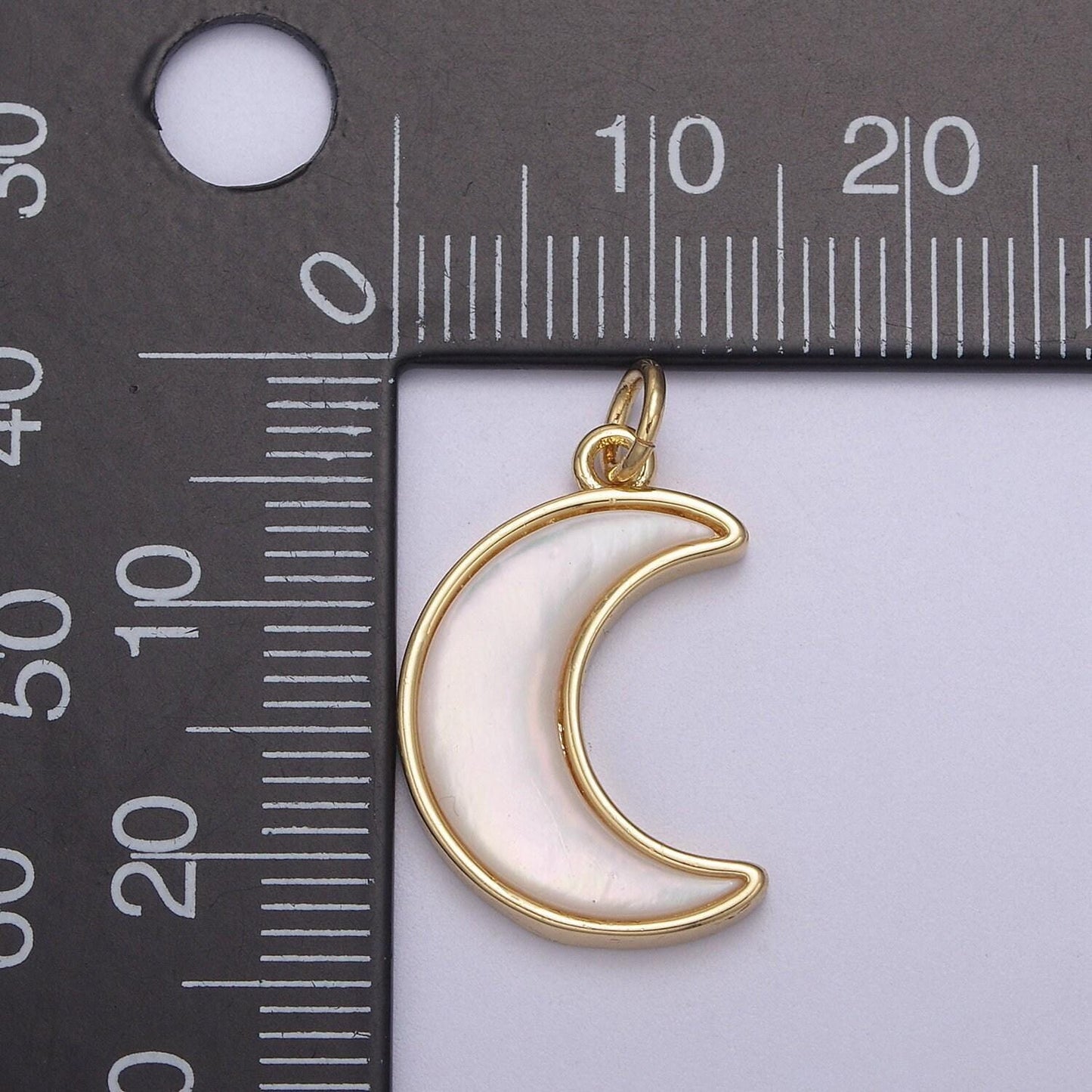 Dainty shell pearl crescent moon charm minimalist celestial jewelry diy piece | n-823