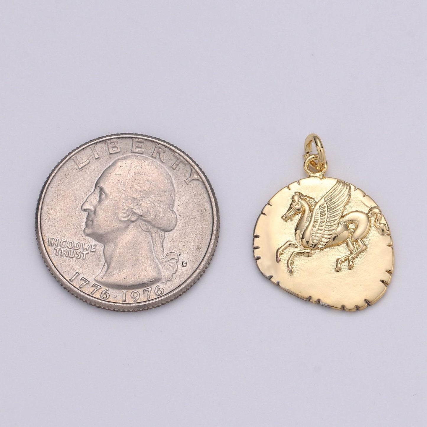 14k gf greek pegasus gold coin pendant, flying horse coin pendant, al- buraq coin pendant earing diy, heavenly flying horse coin charm