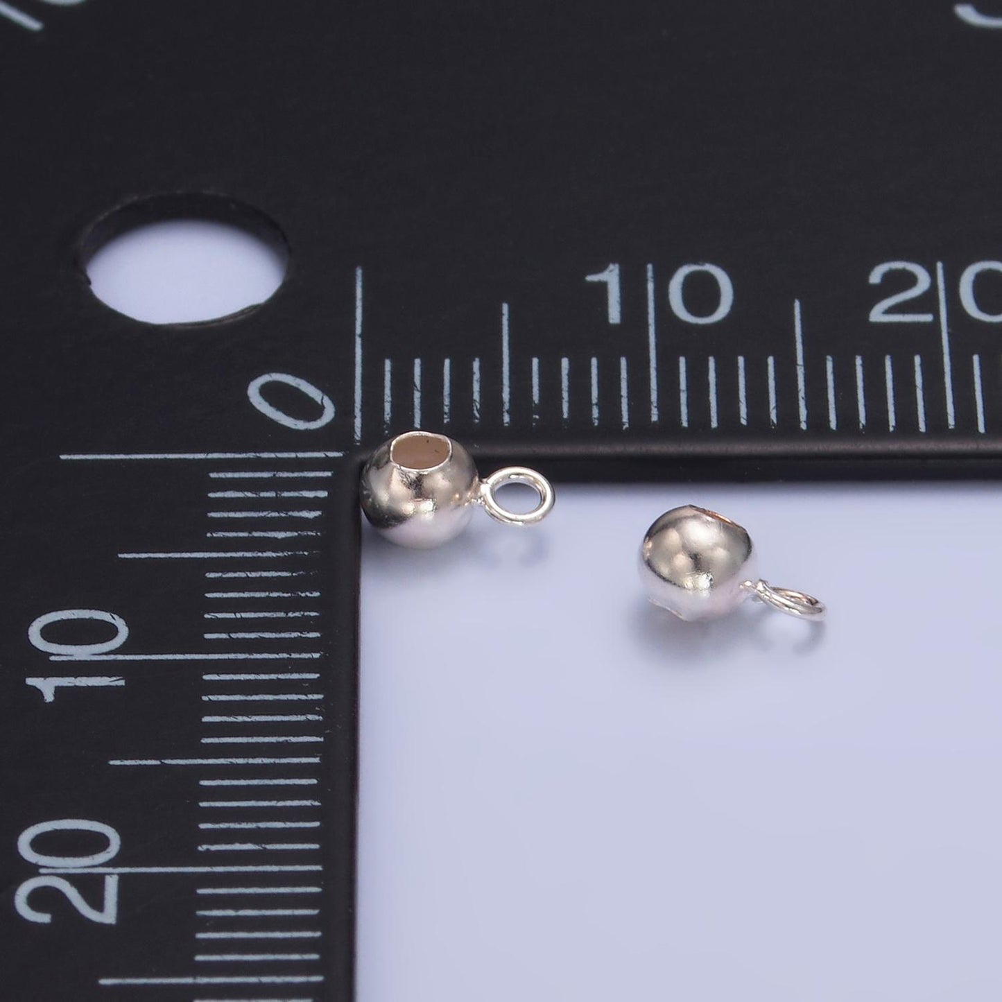 S925 sterling silver round bead spacer with Hole for jewelry making supplies charm holder necklace component sl-577