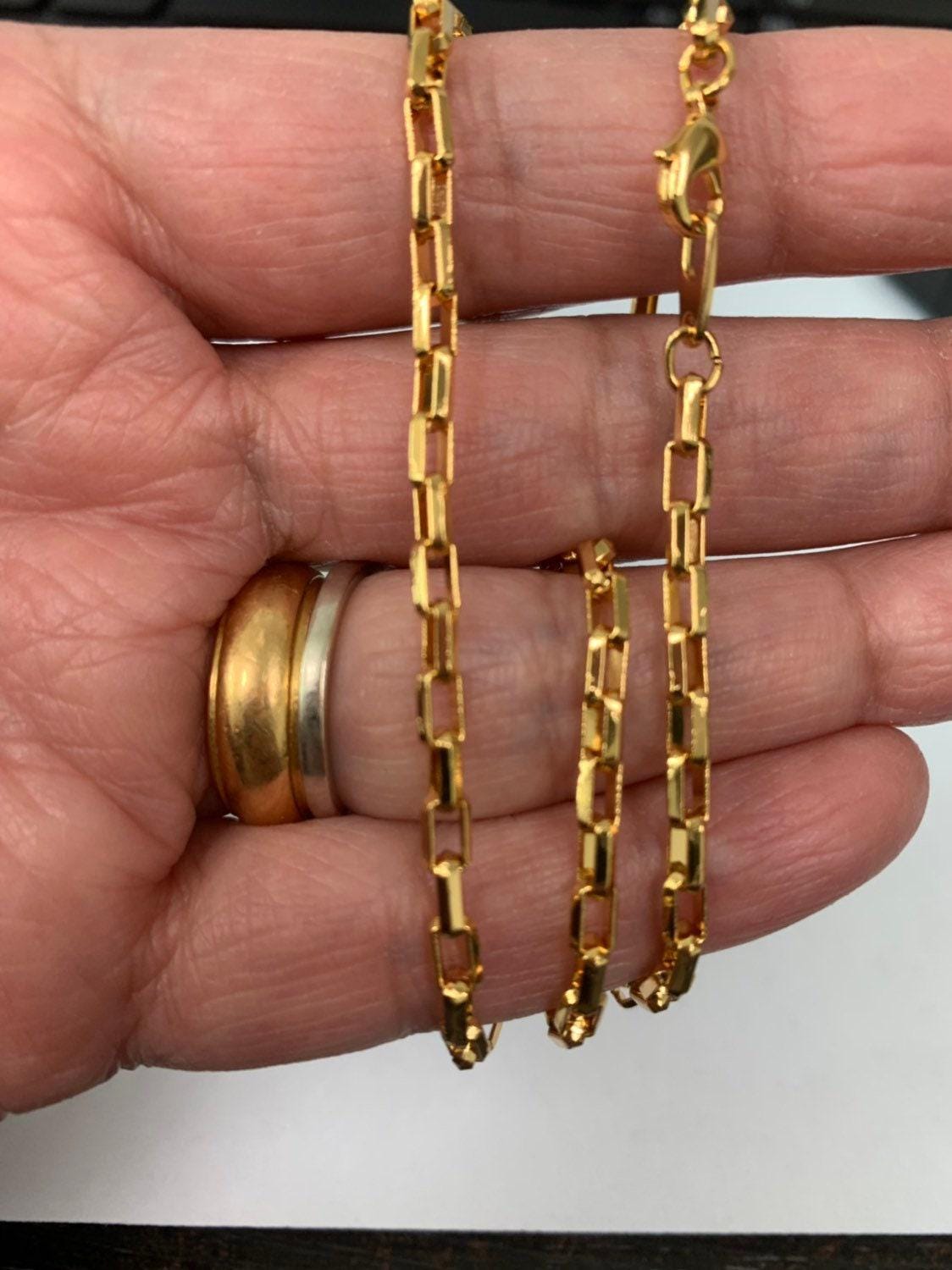 1pc 17.6'' ready to wear 24k gold square box chain necklace, layering bold box chain for jewelry making with pendant charm ,887