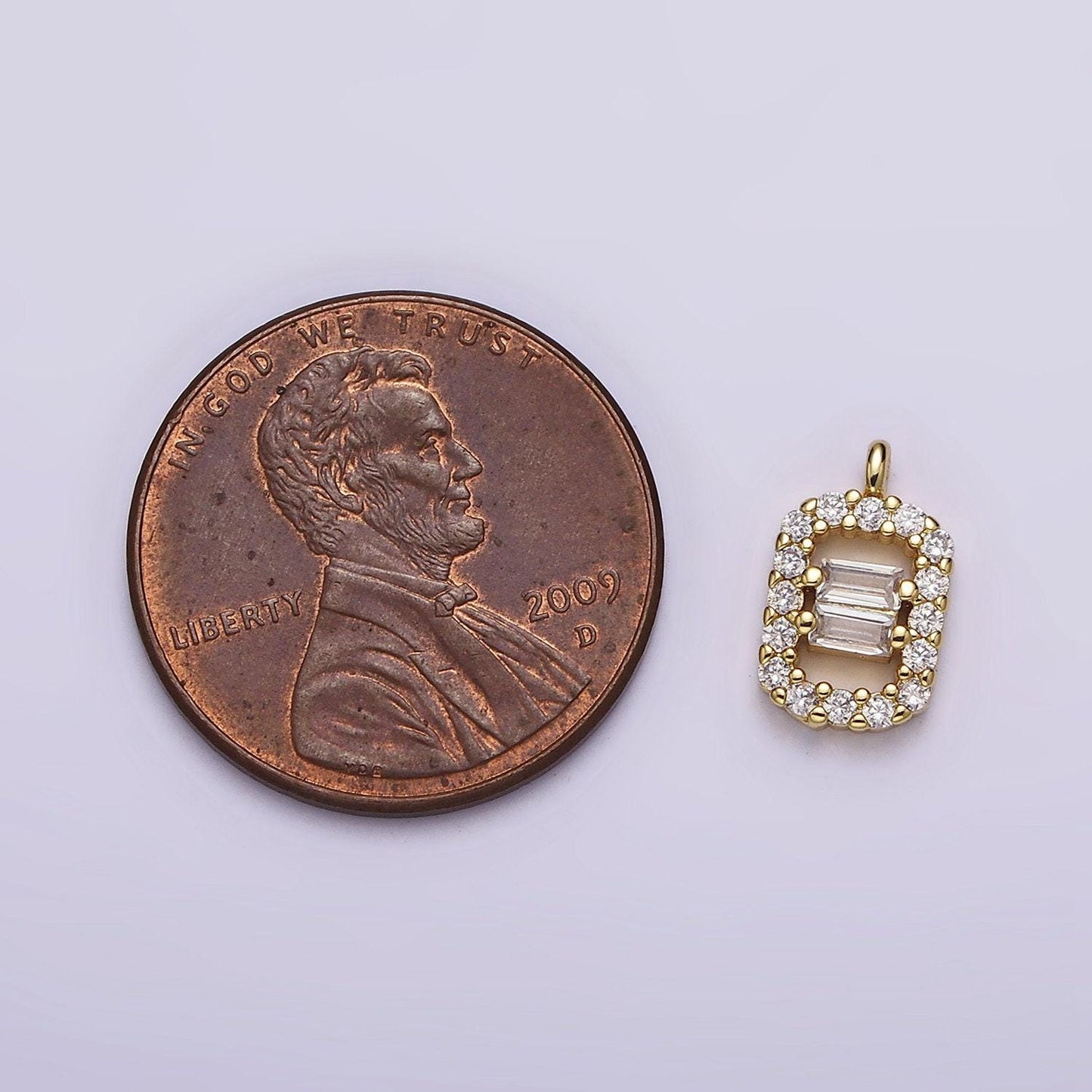 Mini tag charm 16k gold filled double baguette micro paved rectangular charm for bracelet necklace component | n999