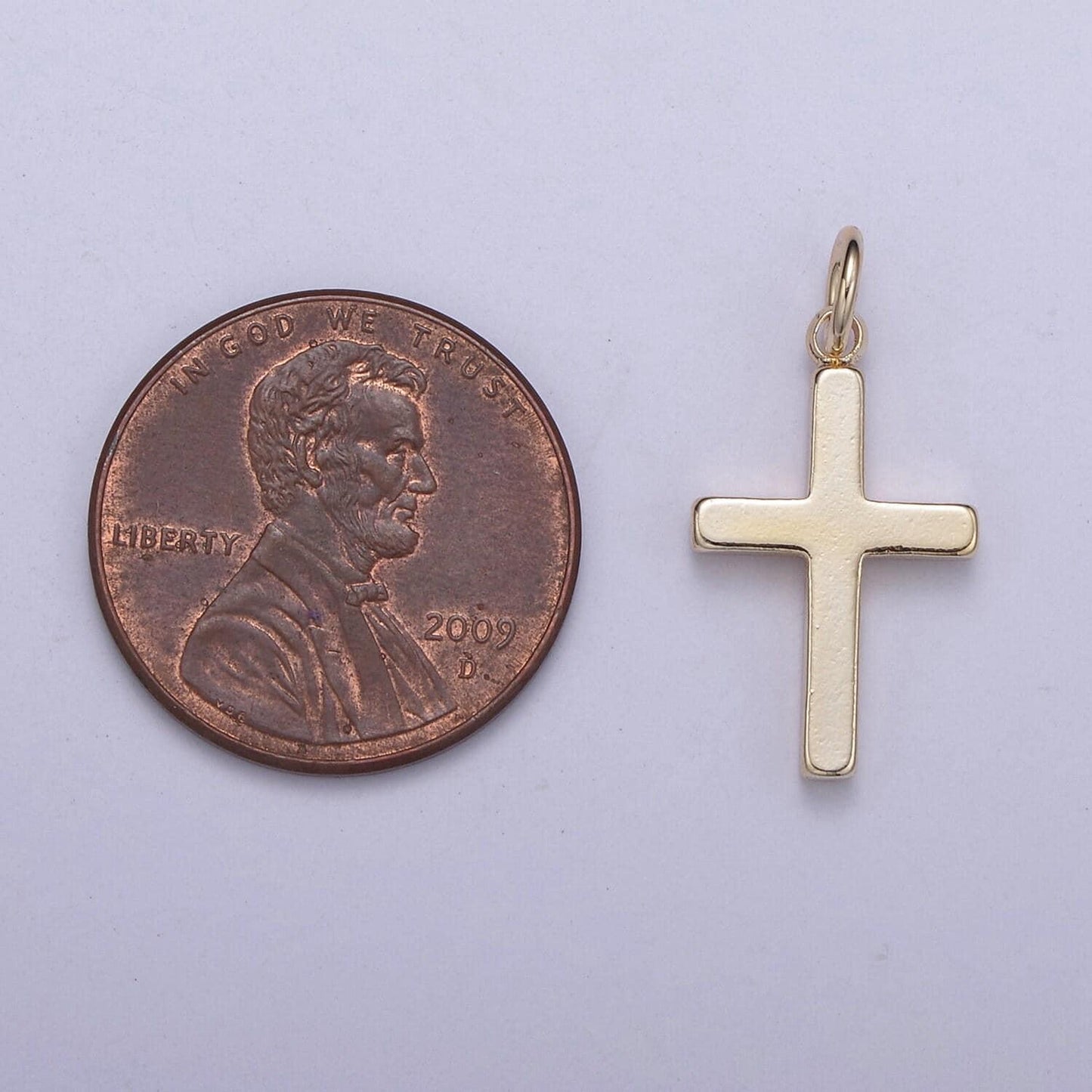 Gold filled cross pendant, simple cross charm, diy religion jewelry making findings n-359