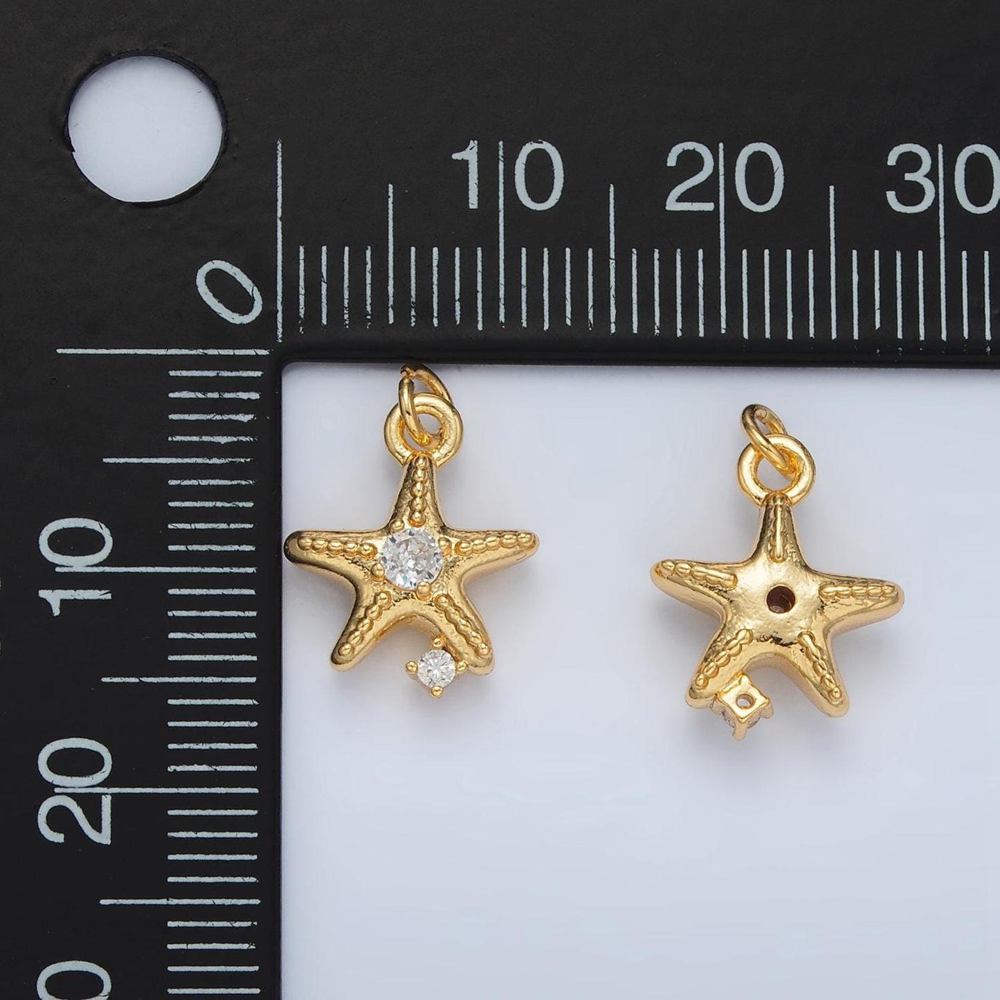 24k gold filled cz starfish clam shell mini start fish charm beach inspired | ac152