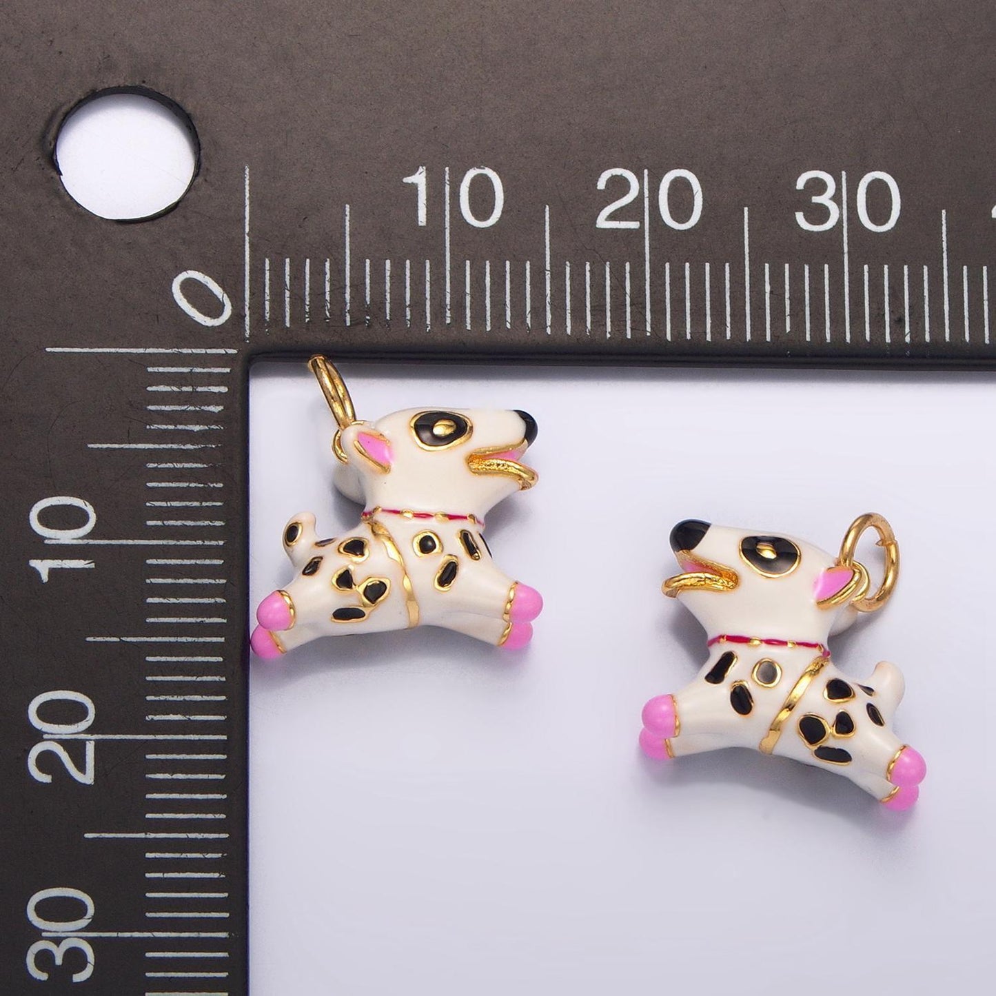 3d 14k gold filled multicolor enamel dog animal bull charm | w062