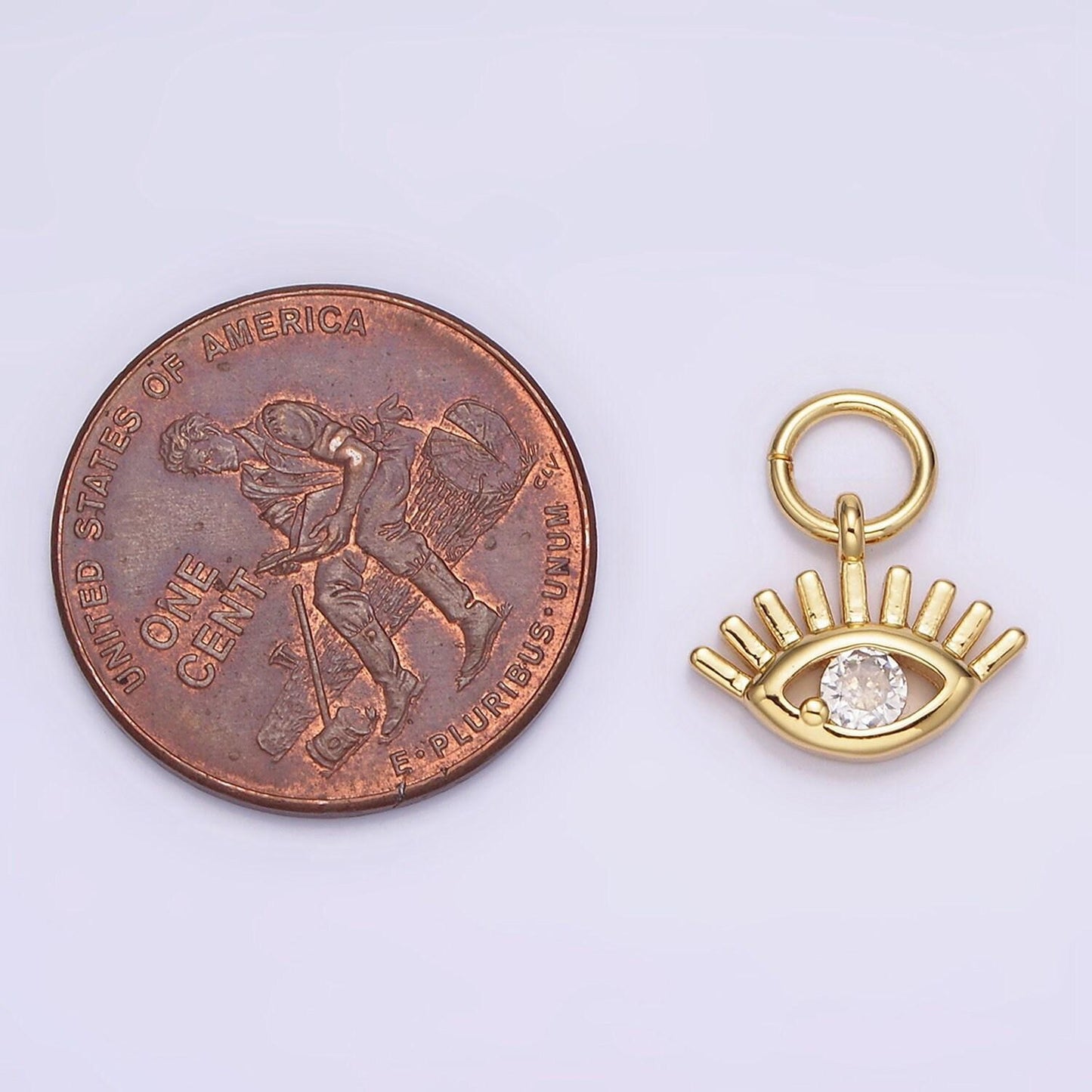 Mini clear cubic evil eye charm, gold filled charm eye of ra amulet jewelry pendants cubic zirconia n-975