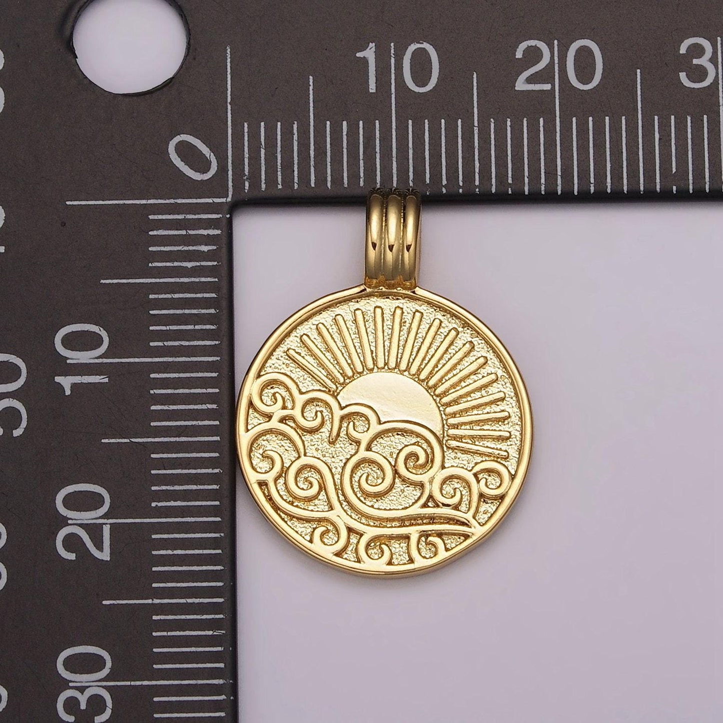 New element collection gold element charm fire wind earth ocean wave charm 24k gold filled medallion for necklace bracelet supply