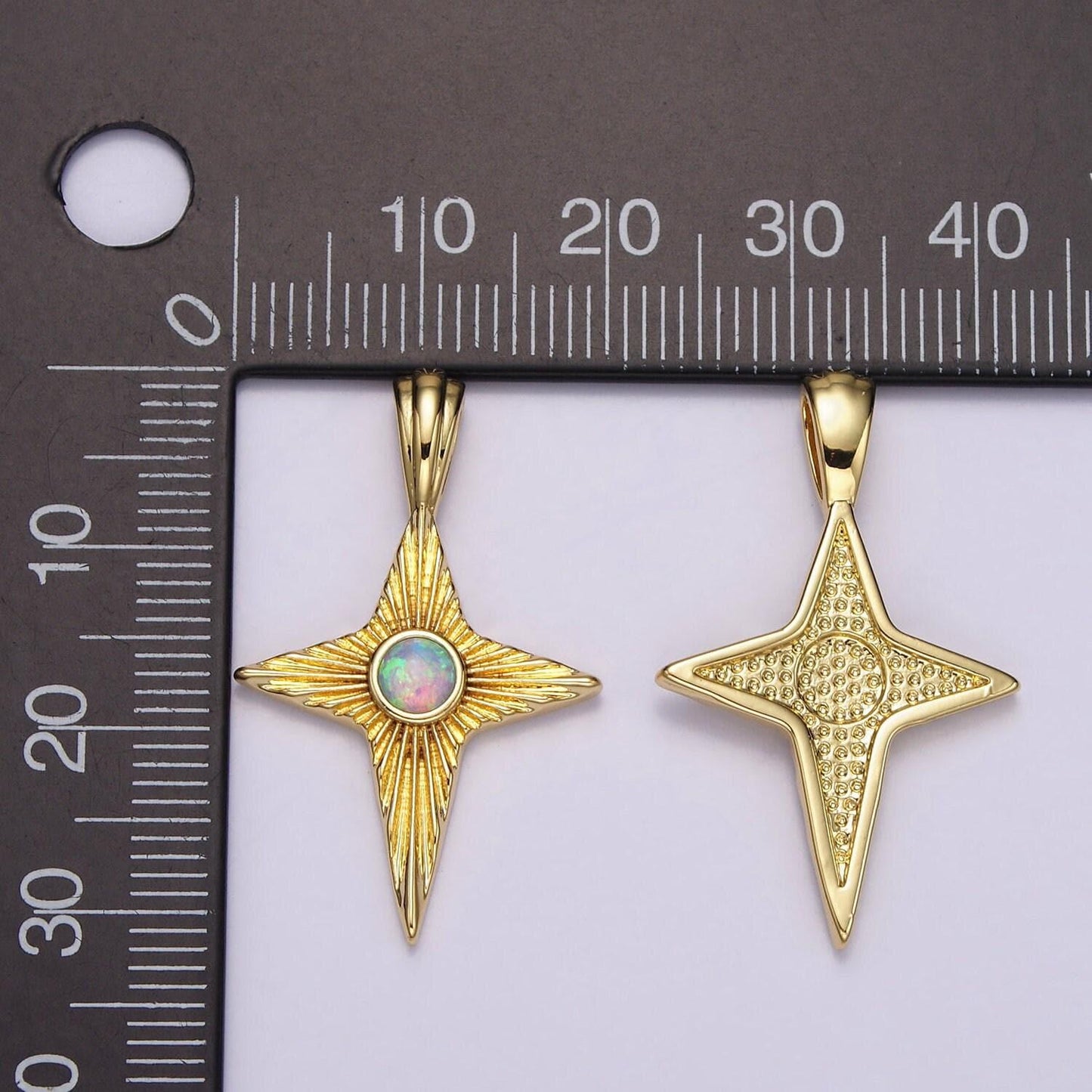 14k gold filled white, blue opal sunburst celestial star pendant | ah103 ah104
